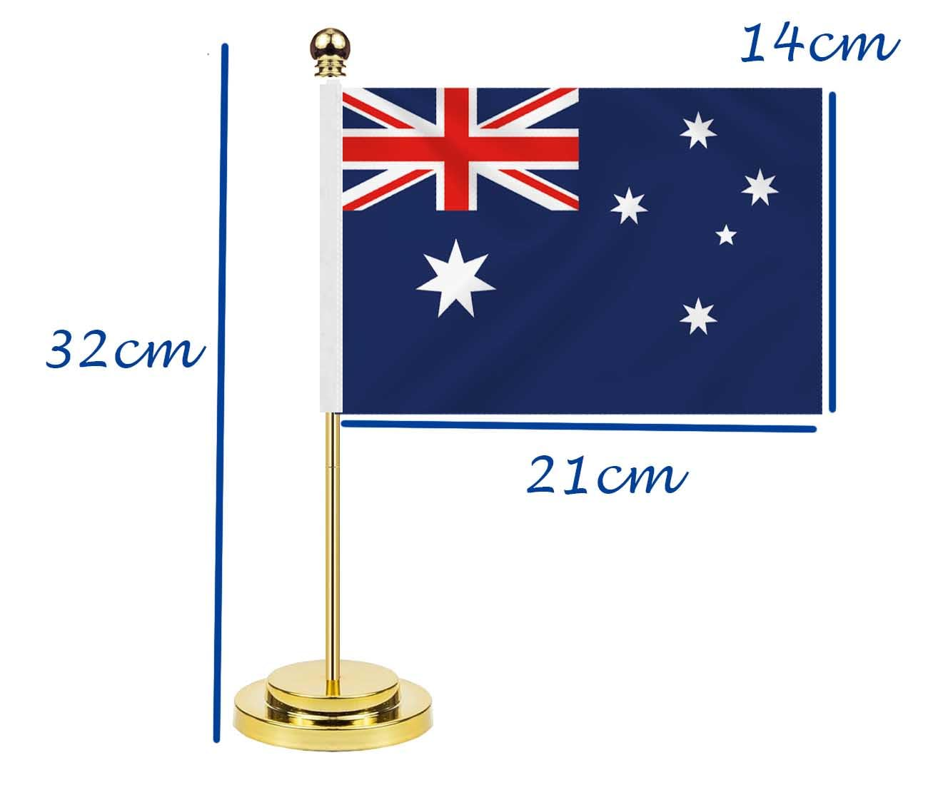 Australia Desk Flag,12 Inch Tall Small Australian Indoor Banner,Tiny Printing Decor for Office Home Table Meeting with Golden Metal Pole Base image number 3
