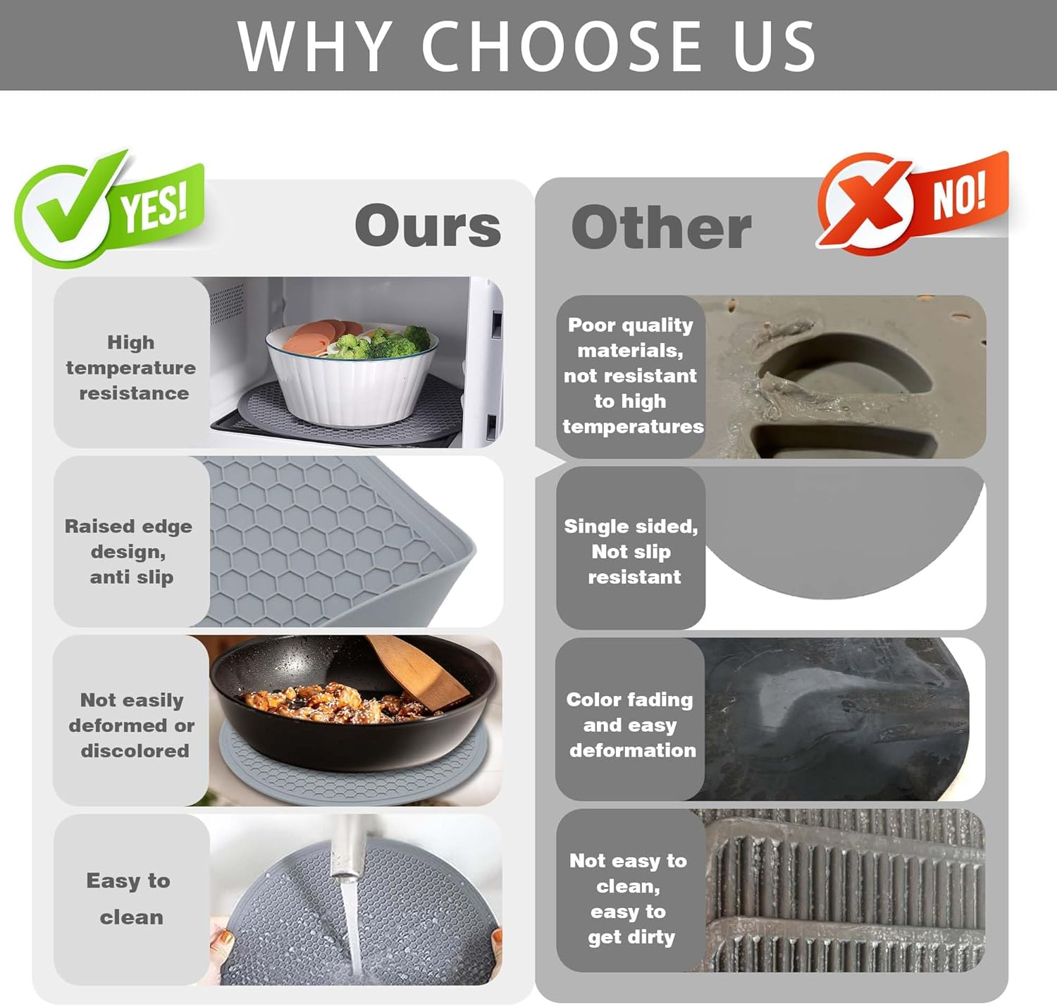 To Encounter Silicone Microwave Mat - round 12" X 12" - Set of 2 Heat Resistant Multifunctional Mat, Splatter Guard, Trivet, Hot Pad, Pot Holder image number 2