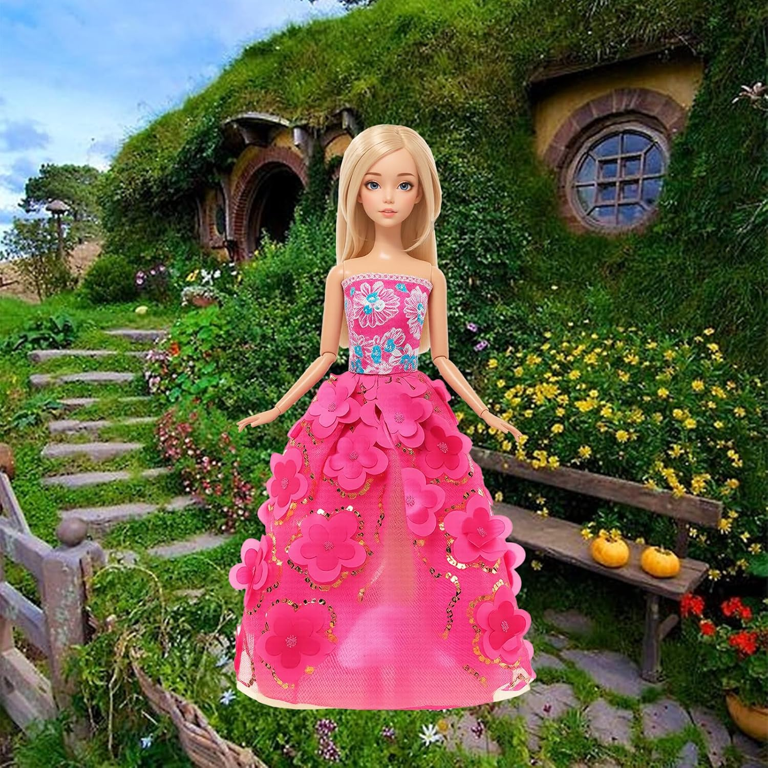 Barwa 59 Pcs Doll Accessories - 12 Fashion Dresses 3 Party Gowns 4 Outfits 3 Swimsuits Bikini with 37 Accessories for 11.5 Inch Dolls image number 6