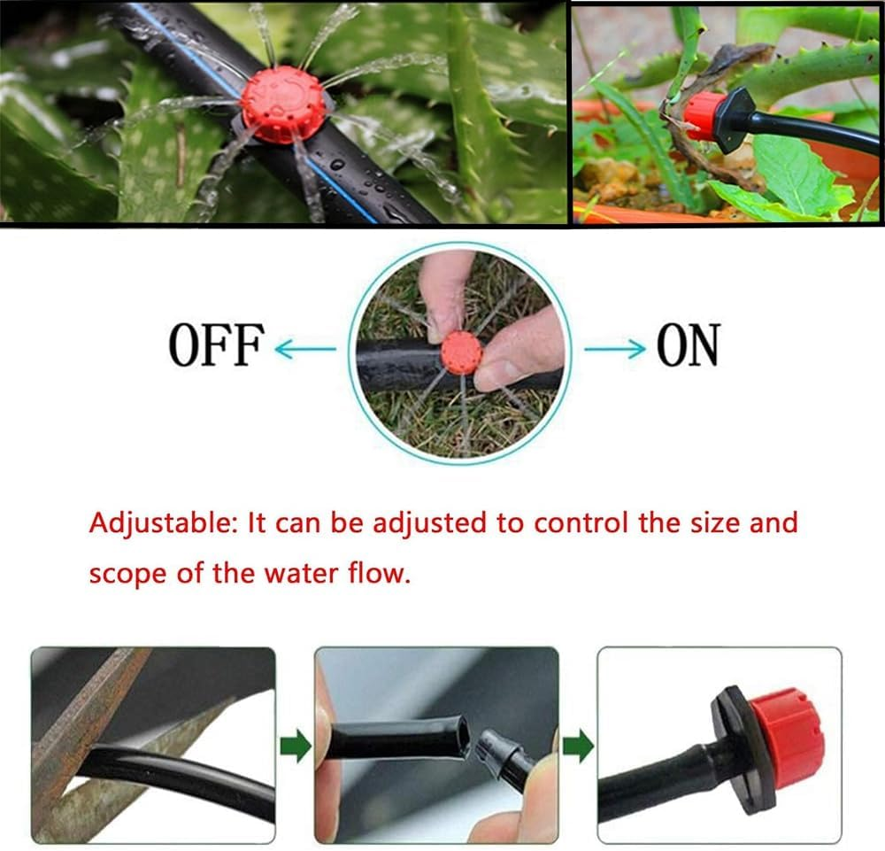 Garden Drip Irrigation Sprinklers Adjustable Irrigation Sprinklers, 100Pcs Adjustable Irrigation Drippers Sprinklers, Irrigation Micro Flow Dripper Drip Head Garden Hose Sprinklers Emitter Drippers image number 1