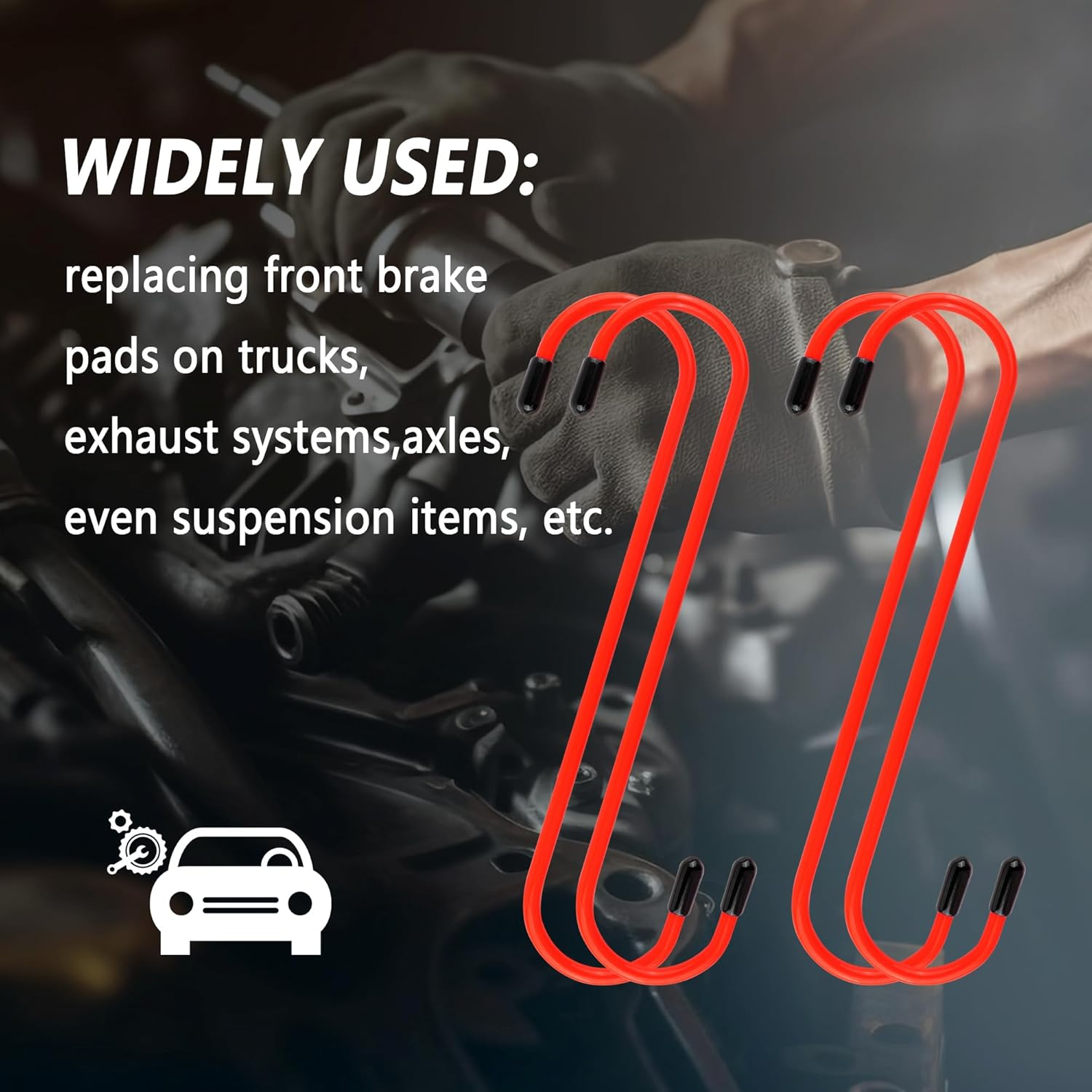 Junecarp 4PCS Brake Caliper Hangers,Durable Brake Caliper Hooks Suspension Tools for Changing Brake Pads,Strong Load-Bearing Brake Caliper Hanger Hooks Automotive Tool for Cars,Trucks (Red/4Pcs)