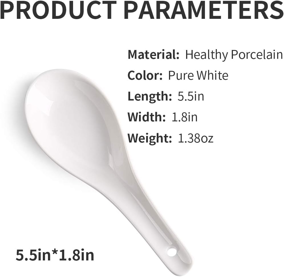 HAPPY KIT Asian Soup Spoons Set of 12, Ceramic Ramen Spoons Set Proper for Corelle Pho Miso Wonton Ramen Dumpling Macaron Dishwasher & Oven Safe image number 5