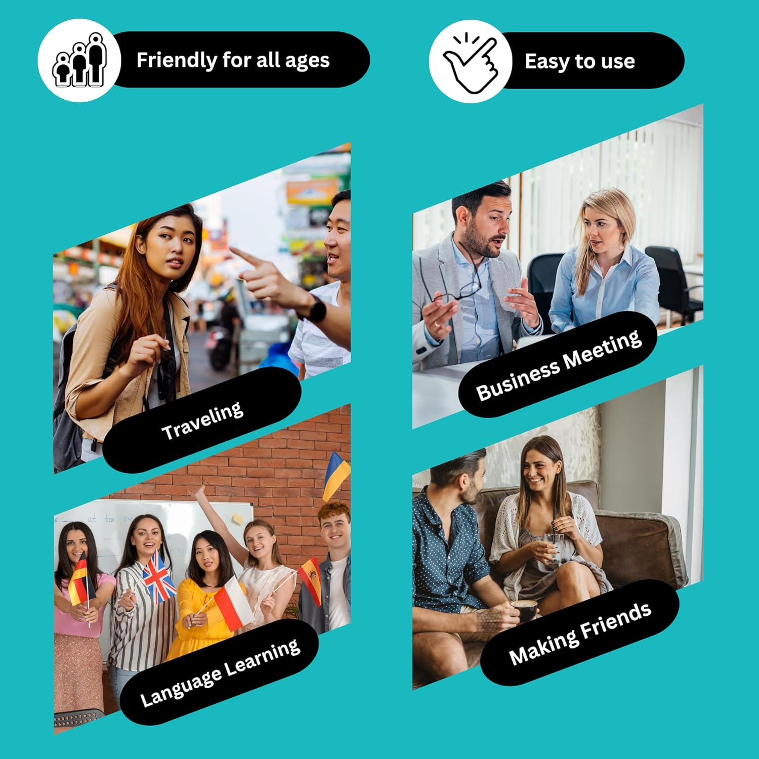 Enence PRO Instant Two Way Real Time Voice Translator, Smart Portable Foreign 60+ Languages Easy Translator Device, Pocket Dictionary for Business, Learning, Travel image number 2