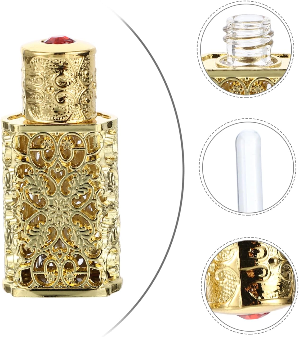 3Pcs 3Ml Essential Oil Perfume Bottle Leakproof Glass Metal Travel Dispenser Diy Cosmetic Aromatherapy Kit Retro Engraved Design image number 1