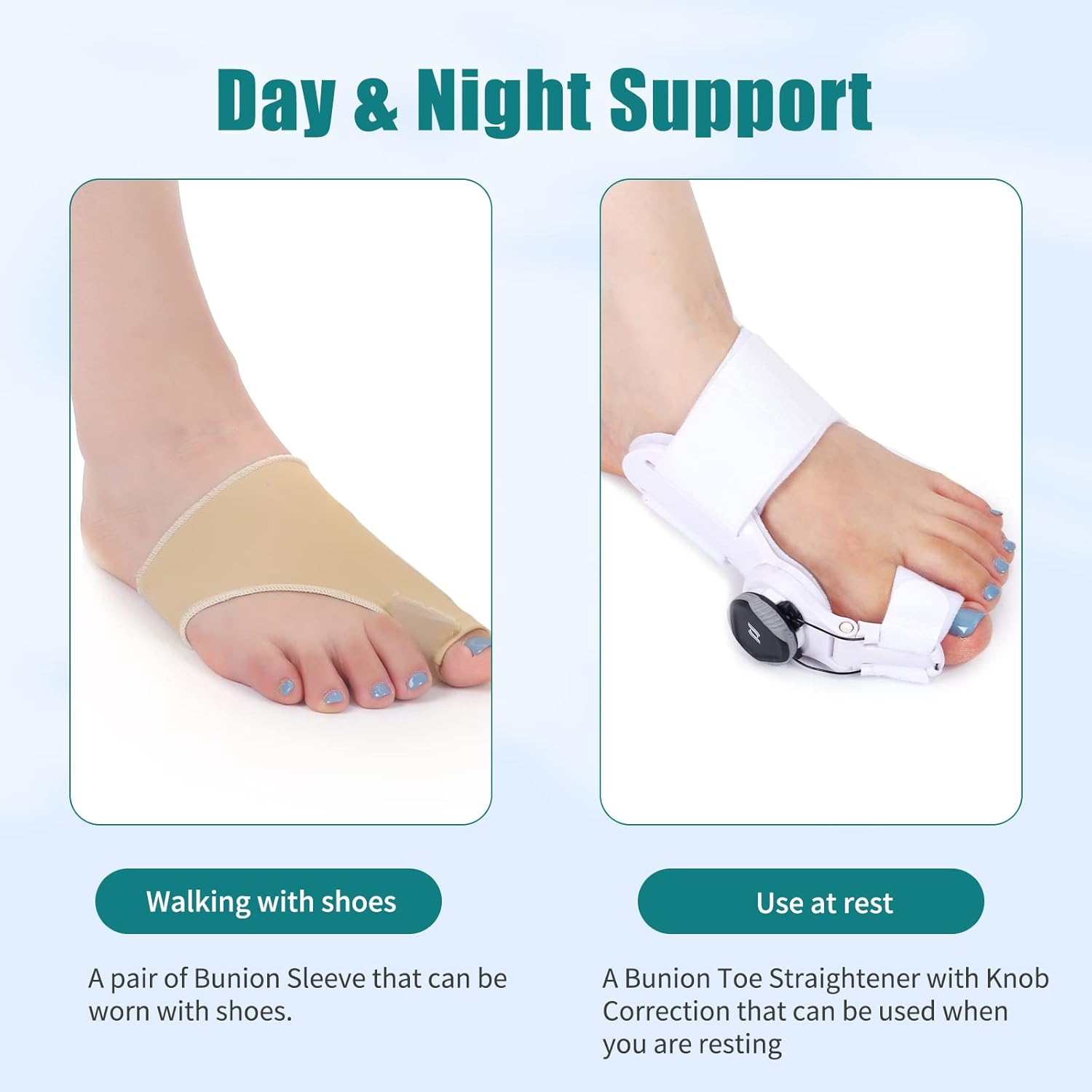 1 Pc Bunion Corrector for Women Big Toe Orthopedic Bunion Toe Straightener with Knob Correction for Bunion Pain Relief Adjustable Splint Brace for Men with Sleeve Hammer Toe Corrector image number 2