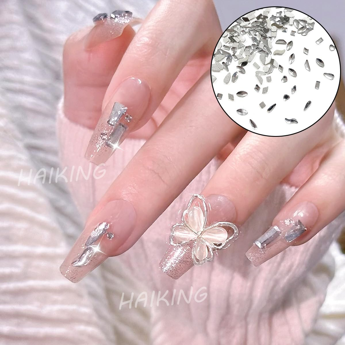 Nail Art Rhinestones Kit, 200 PCS Mini Plastic Clear Flat Back Nail Diamonds for Nail Decoration, DIY Jewel Charms (Various Shapes) image number 6