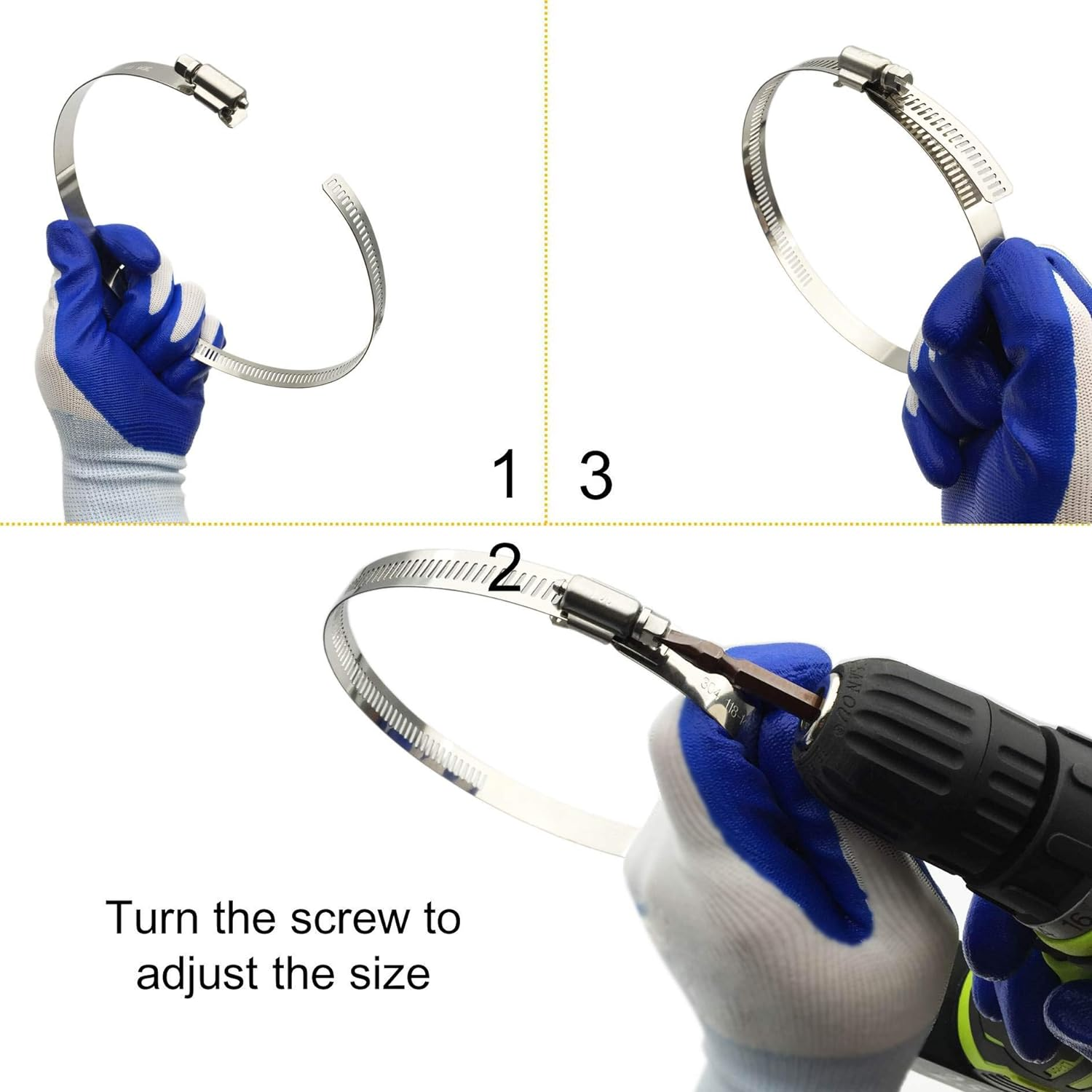 4" (Diameter) Adjustable 304 Stainless Steel Duct Clamps Hose Clamp Pipe Clamp Air Ducting Clamp Worm Drive Hose Clamps (4Pcs, 91Mm-114Mm) image number 4