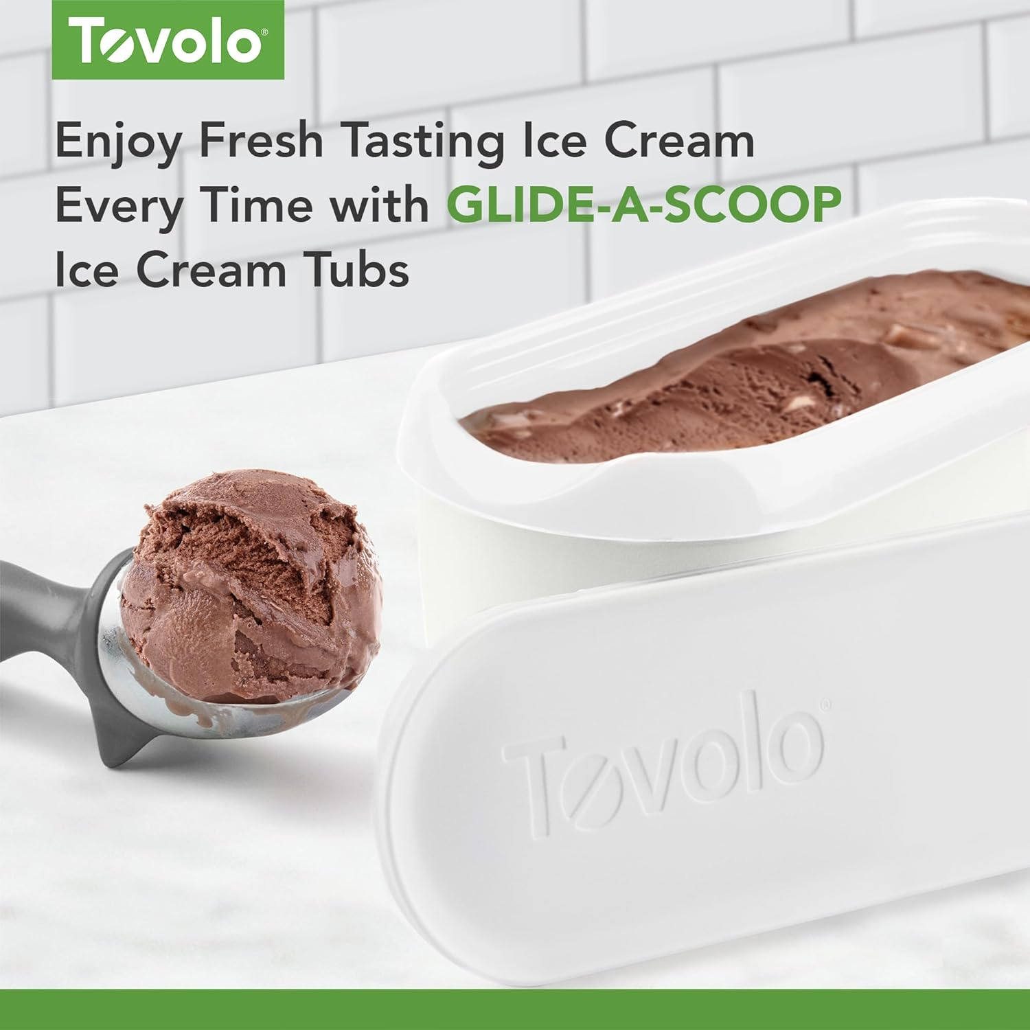 Tovolo Glide-A-Scoop Ice Cream Tub, 1.5 Quart, Insulated, Airtight Reusable Container with Non-Slip Base, Stackable on Freezer Shelves, Bpa-Free, White image number 4