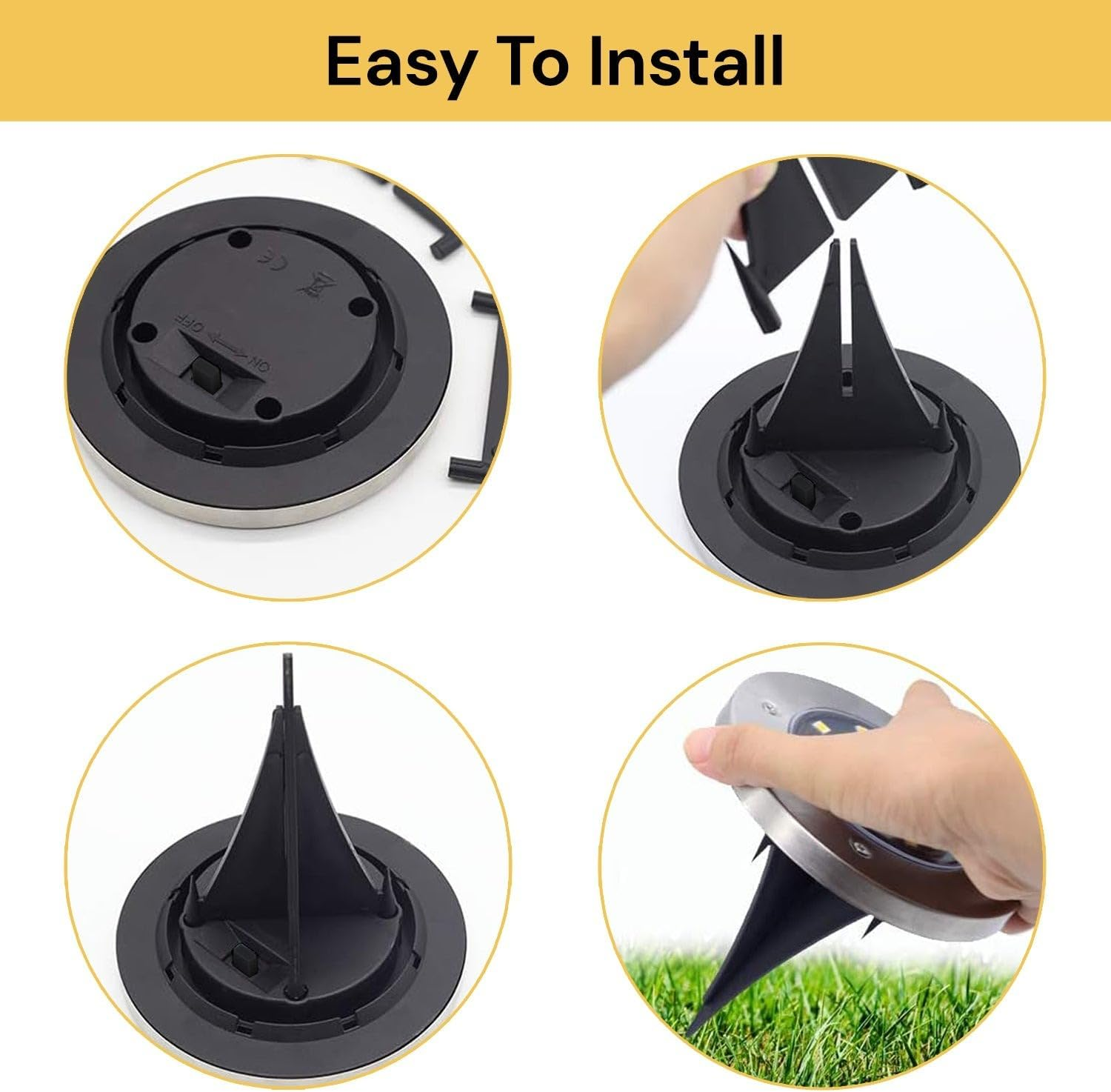 EZONEDEAL Solar Ground Lights, 8 LED Solar Disk Lights Outdoor Waterproof for Garden Yard Patio Pathway Lawn Driveway Walkway- Warm White (4 Pack)