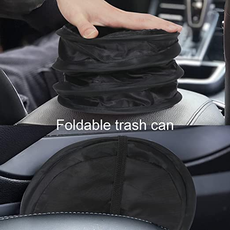 Car Trash Can, Portable Garbage Bin, Collapsible Pop-Up Water Proof Bag, Waste Basket Bin, Rubbish Bin (2 Pack, Black)
