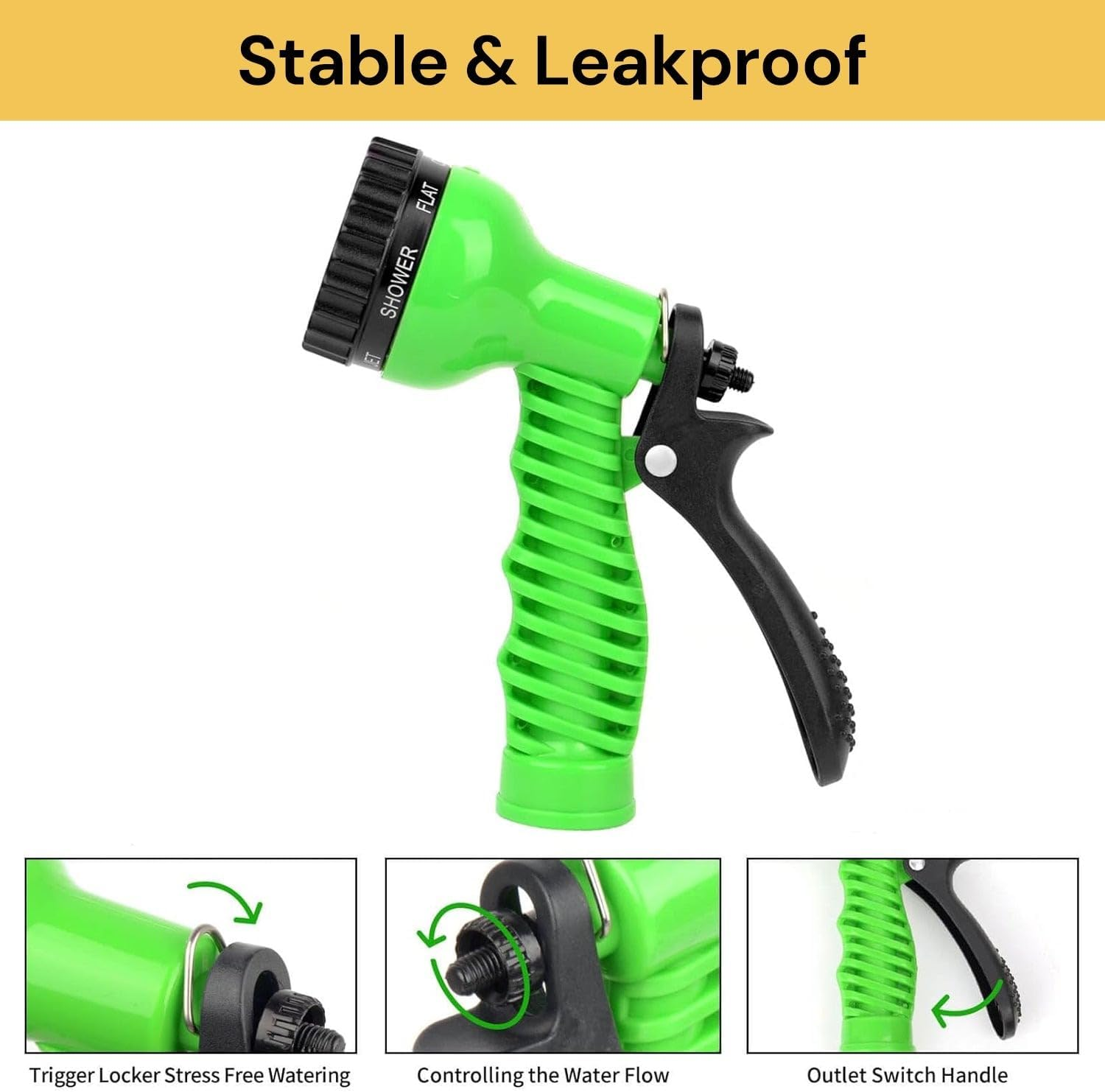 EZONEDEAL 100Ft New Expandable Garden Hose, High-Pressure Water Hose, Leakproof Flexible Hose 7 Function Spray Hose Nozzle for Watering Plants, Car Wash Durable Gardening Flexible Hose Pipe (100Ft) image number 5