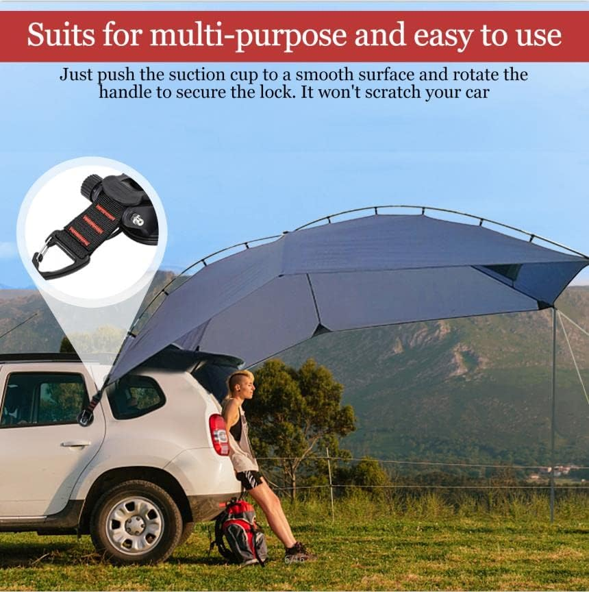 INMORVEN Heavy Duty Suction Cup Hooks，Camper Accessories 4 Pieces Car Camping Essentials with Rotatable Hooks Tie down with Viscous Silicone Strong Power for Car Awning Boat Accessory.(Red Line) image number 2