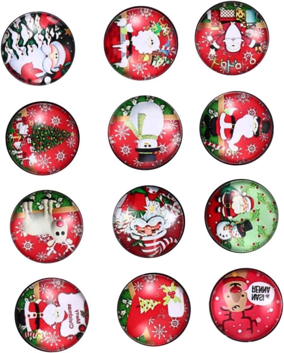 TEHAUX 24Pcs Glass Snap Buttons Jewelry Snap Charms Christmas Decorations Glass Buttons Jewelry Accessories for Craft Projects image number 3