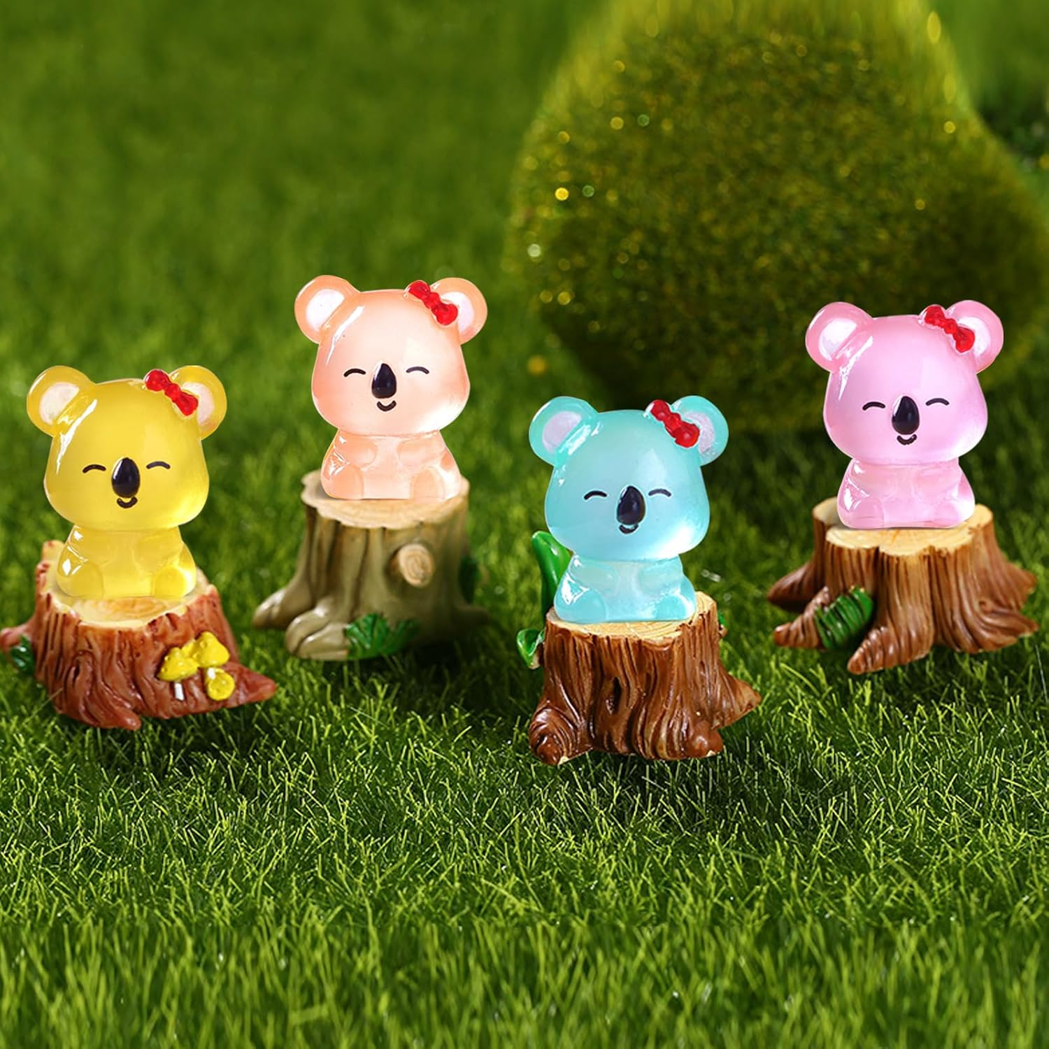 24PCS Mini Resin Koala Figurines Glow in the Dark Tiny Resin Animals Cute Mini Koala for Home Garden Dollhouse Ornament Cake Toppers Birthday Party Favors Gifts image number 1