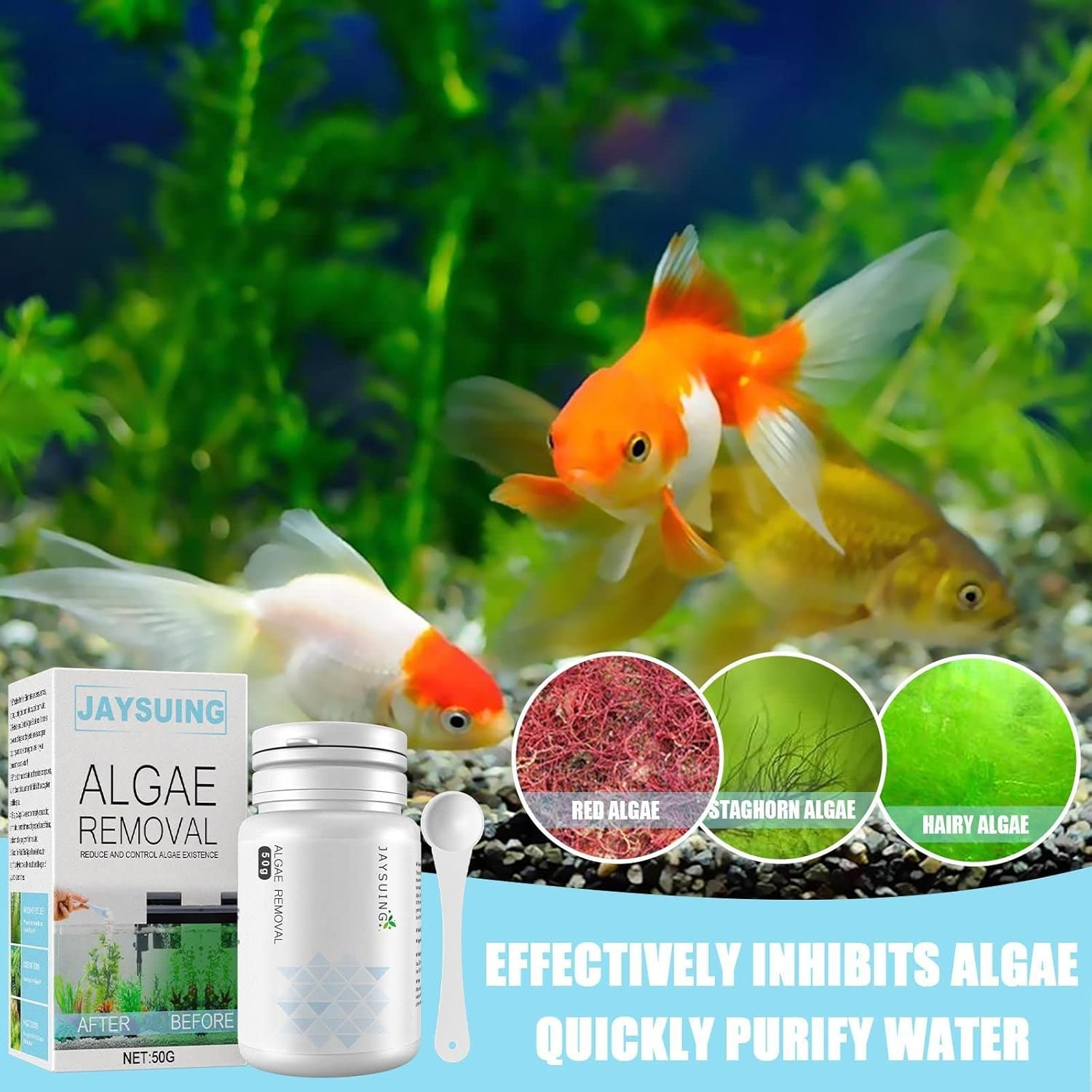 Algal Removal Tablet，Tank Moss Remover Aquarium， Fish Tank Cleaning Agent ，Aquarium Supplies for Fish Tank Algae Removal and Water Purification image number 6