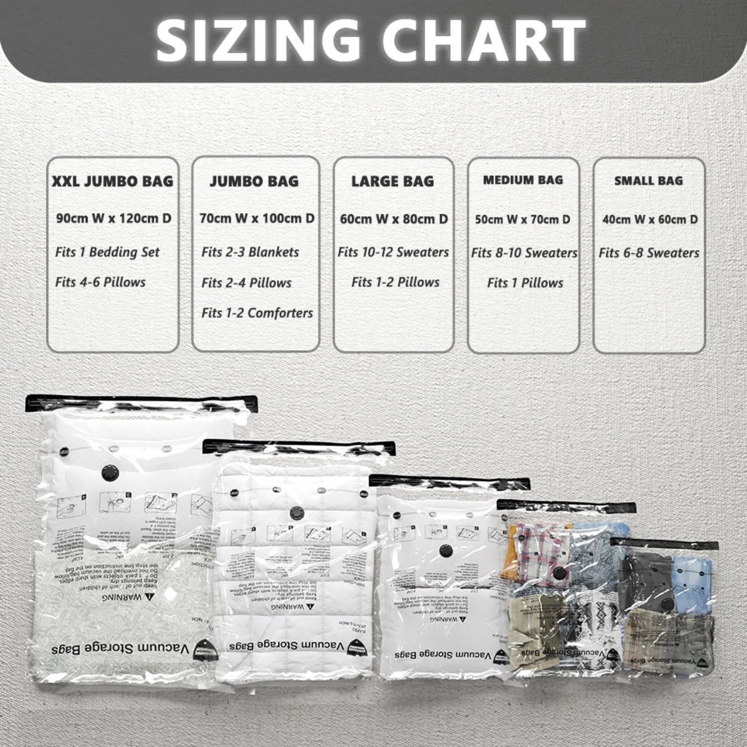 Vacuum Storage Bags 8 Jumbo, Space Saver Bags with Travel Hand Pump, Compression Airtight Sealer Bags for Clothes, Bedding, Pillows, Comforters, Blankets image number 2