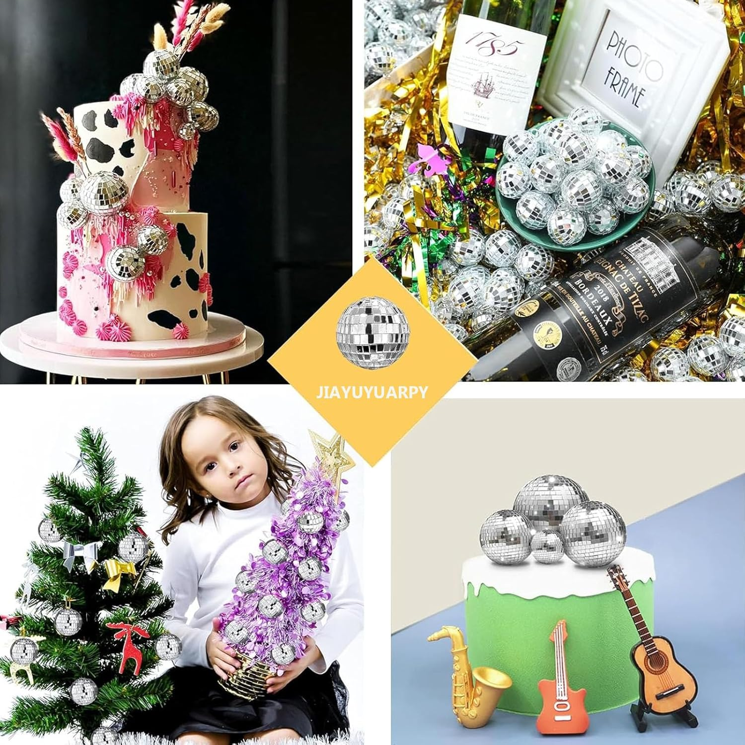 30PCS Mirror Disco Ball, 4 Sizes Disco Ball Decoration for Cake Party Wedding Home Decoration, Stage Props, Christmas Xmas Tree Ornament image number 2