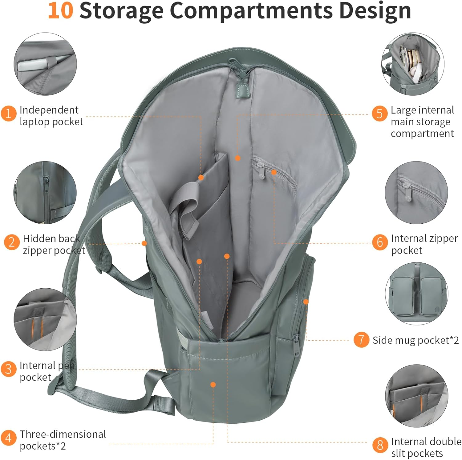 AJI Travel Backpack Laptop Backpack: Large Laptop Bag Fit 17 Inch - Carry on Backpack for Airplanes - Side Access & Wide Opening Expandable Waterproof Outdoor Work Backpack Schoolbag for Women Man