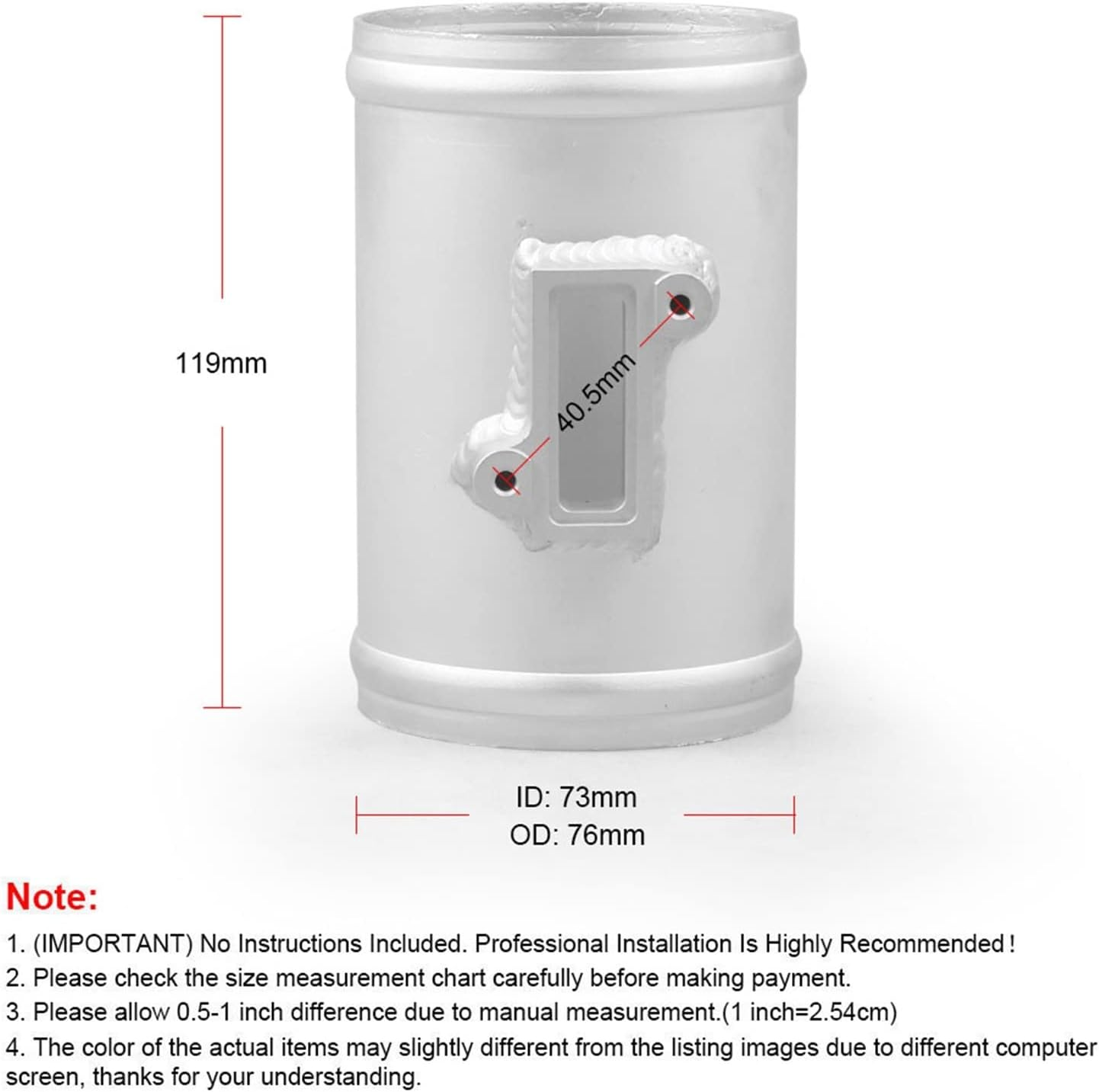 Mass Air Flow Sensor 76Mm Air Flow Sensor Adapter Intake Meter Mount Base Air Flow Adapter Compatible with Nissan Compatible with Compatible with Ford 3Inch image number 5