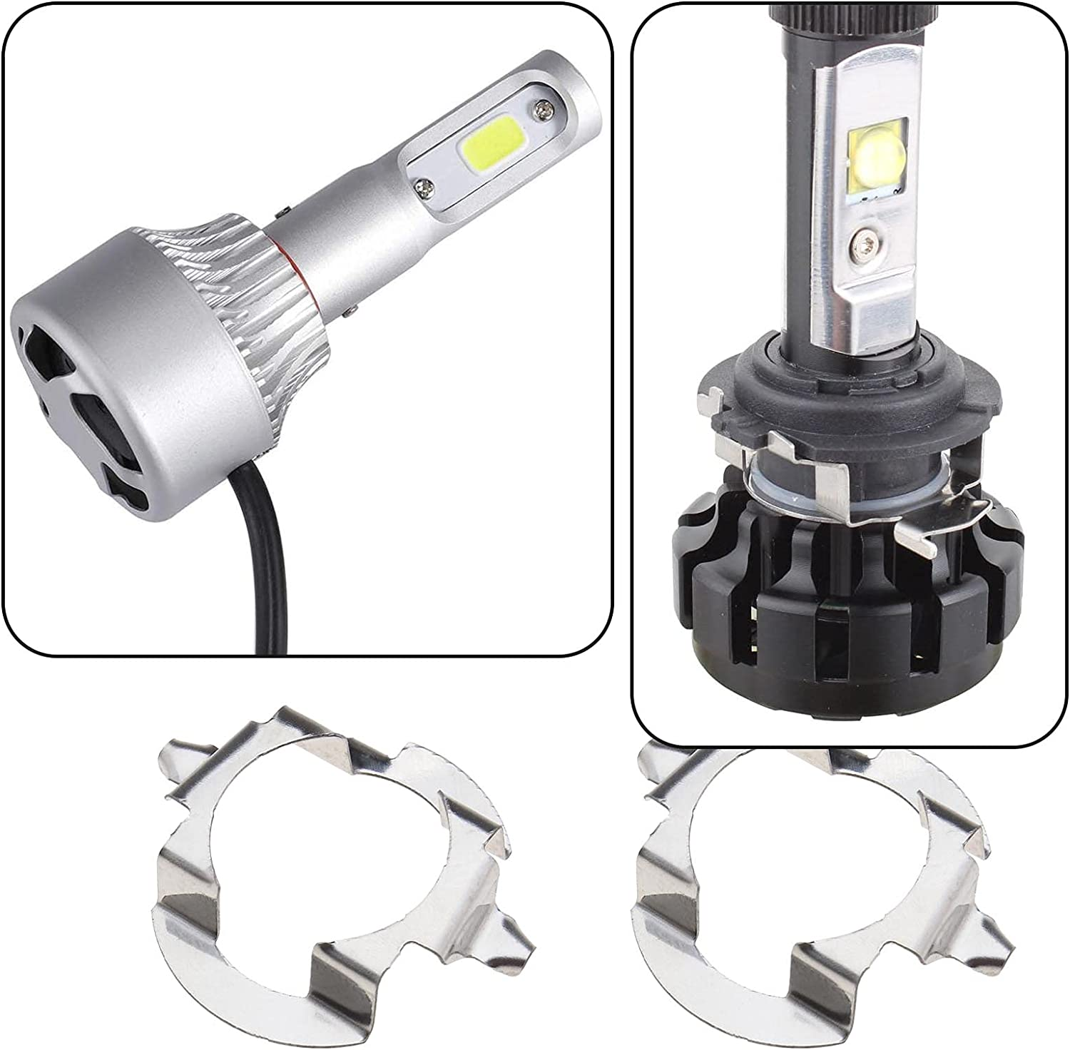 SING F LTD 2Pcs H7 LED Headlight Bulb Retainers Holder Adapter Compatible with Jetta Compatible with Benz image number 1