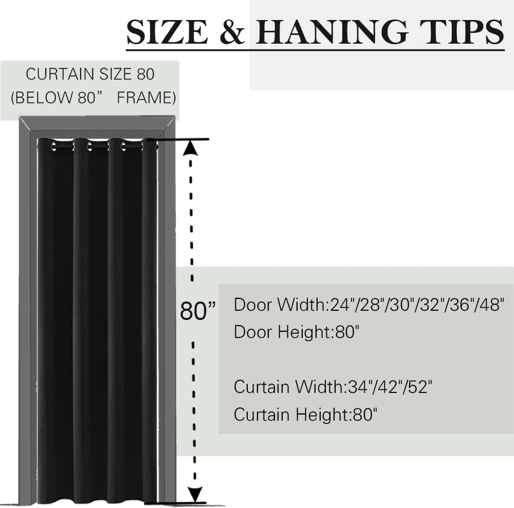SHINELAND 34 X 80 Screen Door for Doorway,Faux Accordion Bifold Like,Grommet Ring Top Keep Heat Ruffle Blackout Door Blinds for Narrow Doors,Pure White image number 6