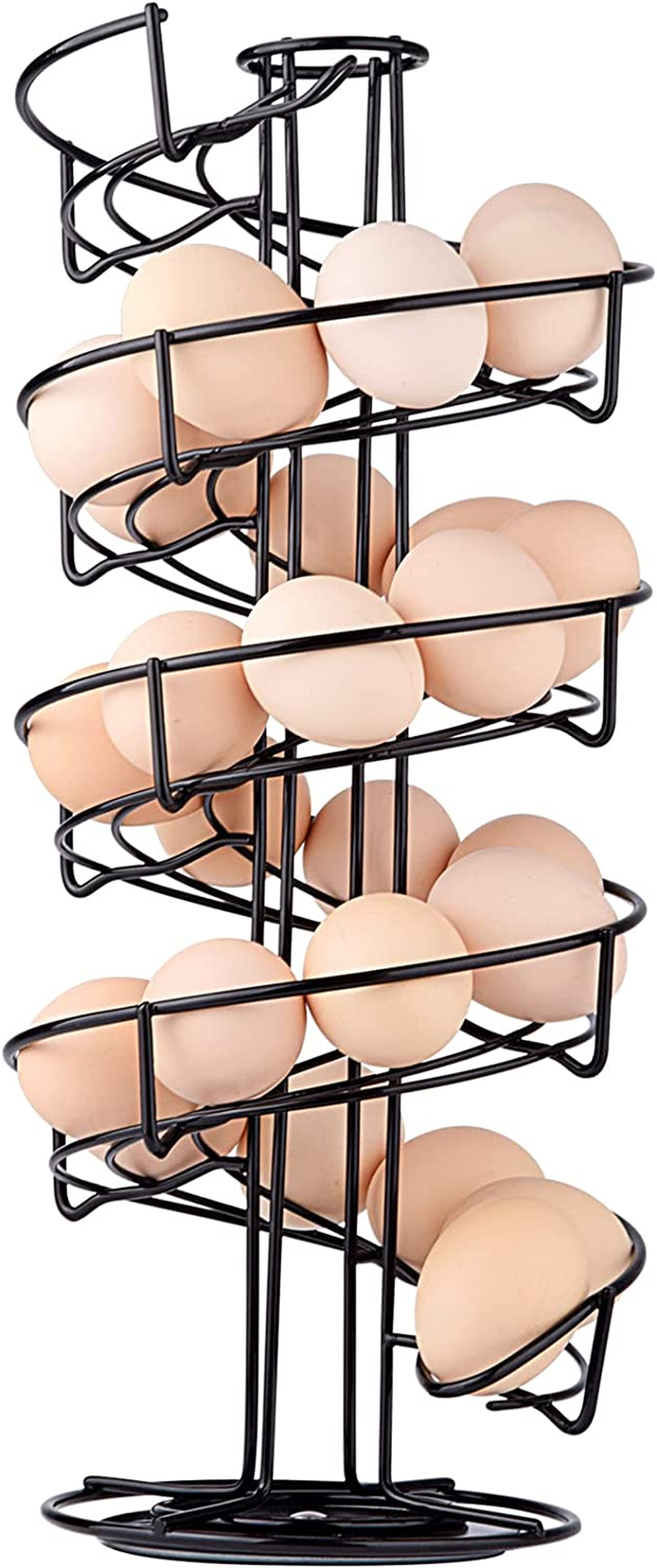Toplife Spiral Design Metal Egg Skelter Dispenser Rack, Storage Display Rack, Brown
