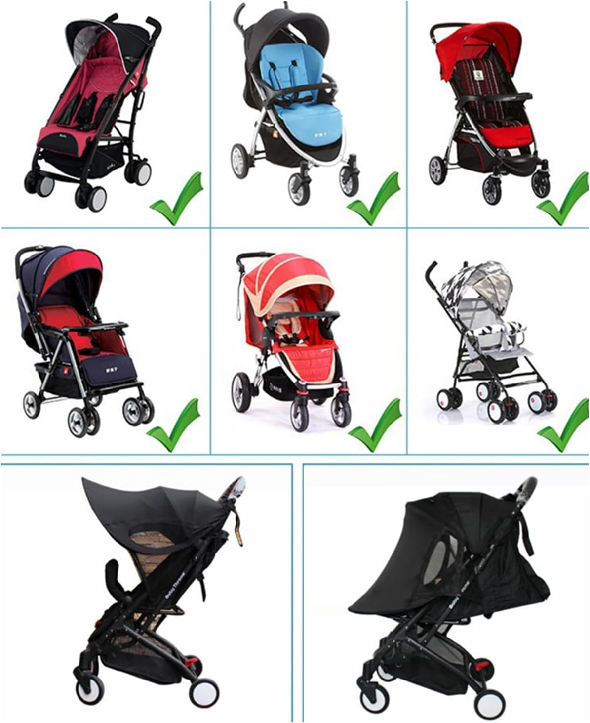 Stroller Sun Shade,Stroller Sun Protection Cover,Baby Car Seat Carrier Sunshade,Rain Shade Canopy Cover Awning anti UV Rays for Travel,Park,Zoo (Black)