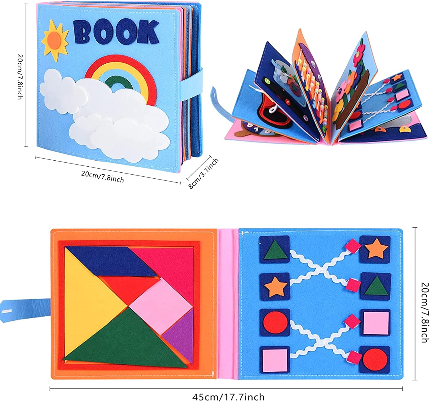 Quiet Book, Kidsmontessori Busy Book for Toddlers Kids 1 2 3 4 to Develop Learning Basic Skills Preschool Learning Activities Educational Sensory Travel Toys, Soft Fabric Quiet Books for Children image number 4