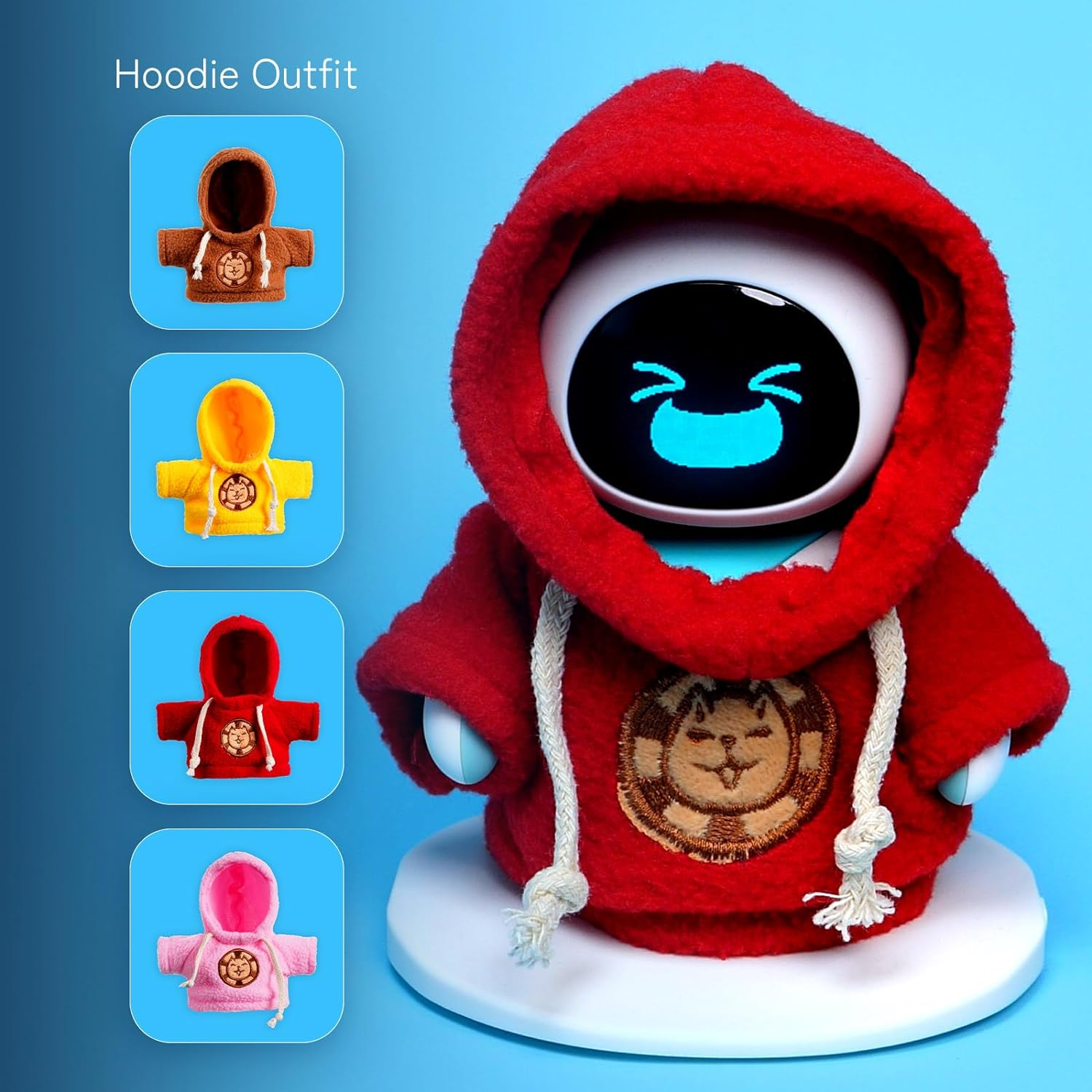 Cape & Hoodie Outfit Set for Eilik - 4 Pcs Furry Hoodie in Four Colors & 4 Pcs Furry Pet Cape in Four Styles. Ideal for Dressing Eilik and Other Suitable Toys. image number 5