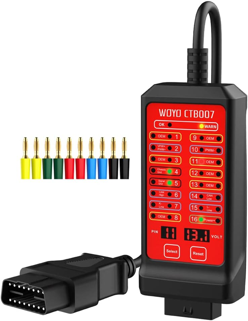 Automotive Circuit Tester, 16 Pin Break Out Box Detection 12 V 24 V CAN Bus Circuit Tester Vehicle Diagnosis On-Board Diagnostics Tester for Car/Boat/Motorcycle and More image number 2