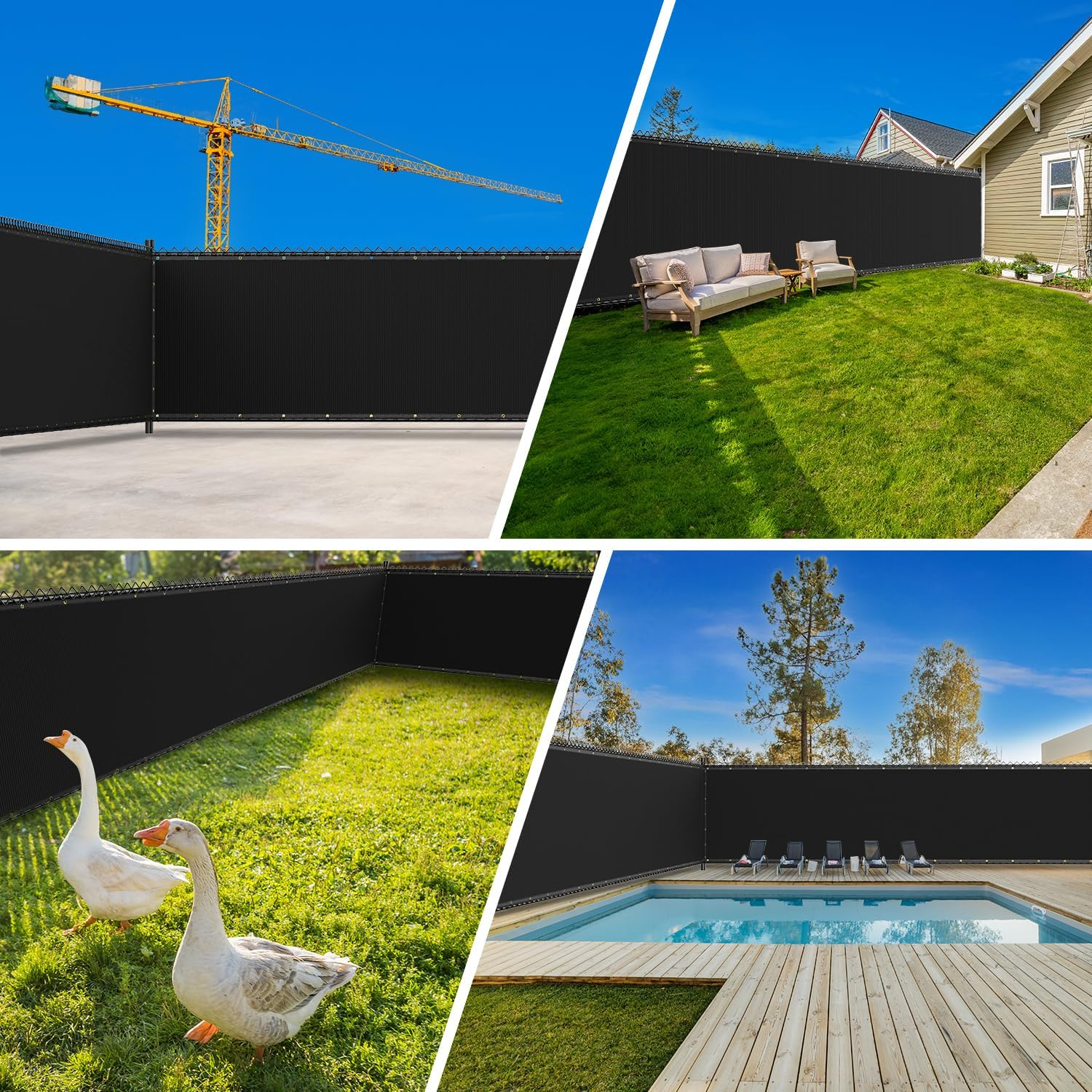 6X25FT Privacy Screen Fence, Heavy Duty Fencing Shade Cover, 170GSM 90% Blockage Mesh Shade Net for Wall Garden Yard Backyard (6 Ft X 25 Ft, Black) image number 2