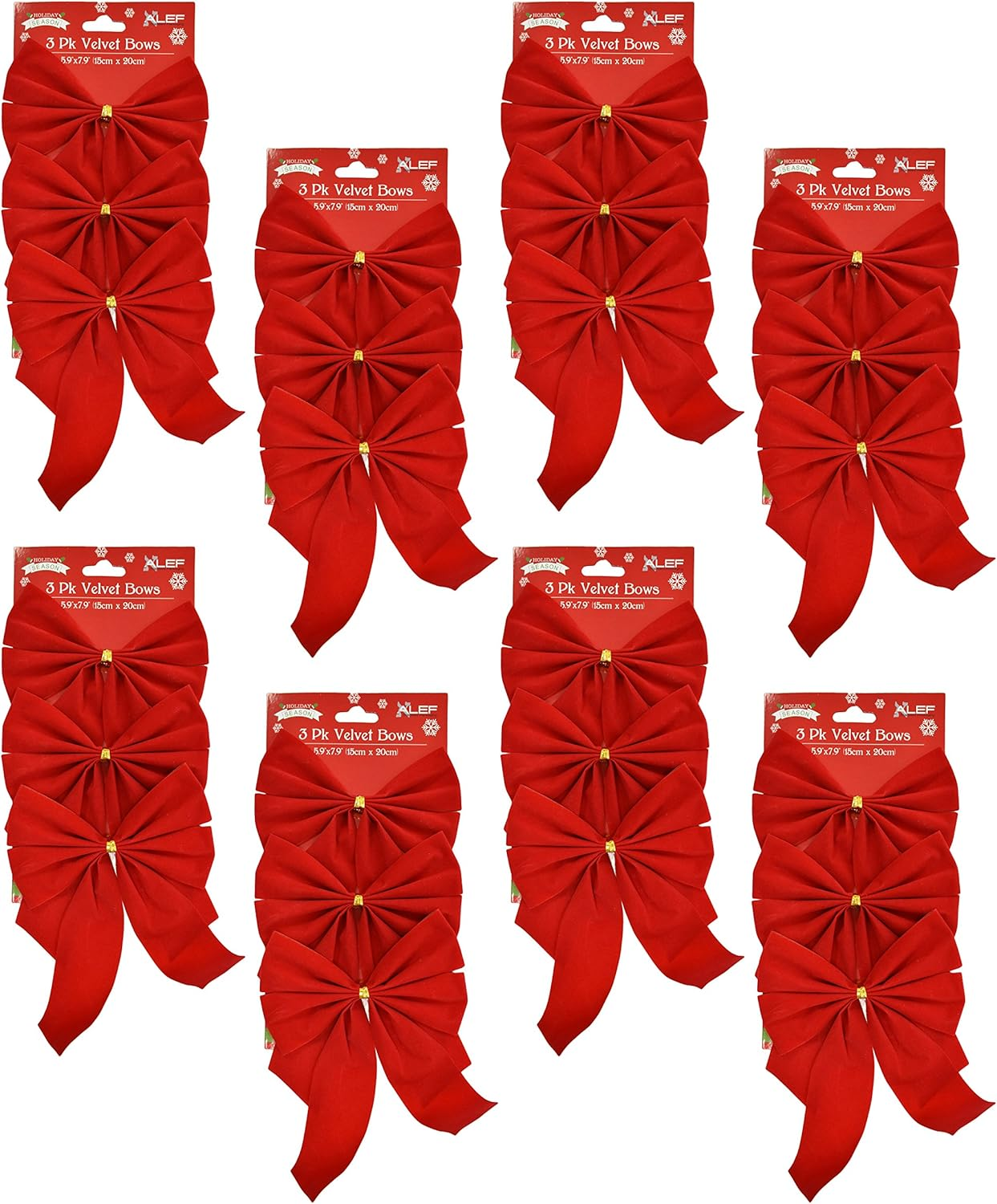 Red Velvet Festive Holiday Christmas Bows - Perfect as Tree Ornaments - Tree Filler - Decorative Ornaments - Perfect for Preparing for the Holidays! Set of 2 Total 6 Count image number 1