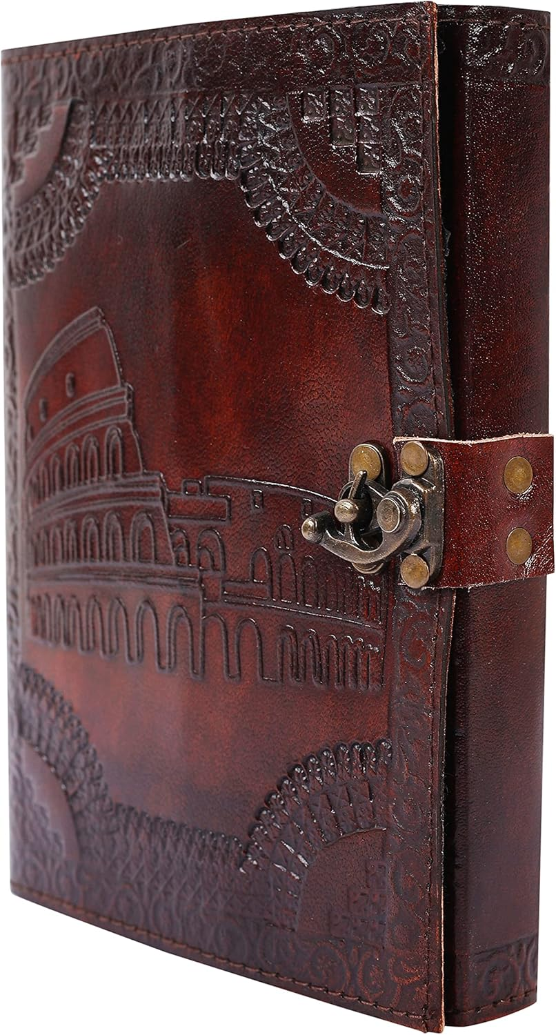 OVERDOSE Colosseum Brown Leather Journal - Handmade Journal for Students, Office Bound Leather Journal for Men & Women | Sketchbook | Notebook Diary - 5 X 7 Inches | 12 X 17 Cm | A6 image number 1