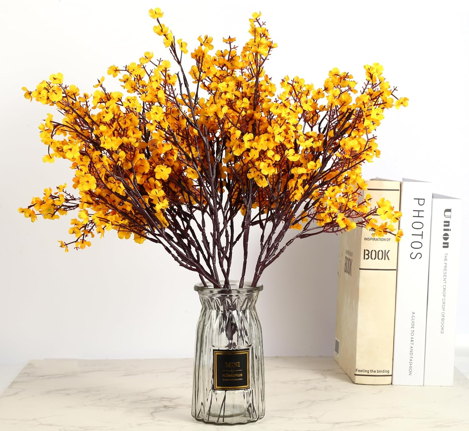 12 Pcs Fall Flowers Artificial for Decoration, Babys Breath Artificial Flowers Orange Fake Flowers Gypsophila Bouquet for Home Centerpiece Table D&eacute;cor - Fall Orange image number 5
