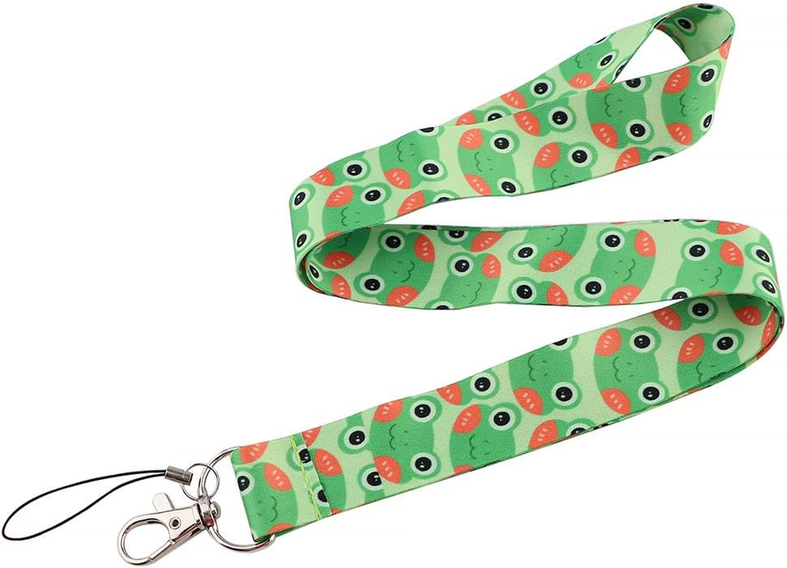 Cute Frog Lanyard with ID Badge Holder, Animal Cartoon Green Neck Keychain Strap for Keys Women Teacher Students Daughter School Work, Frog