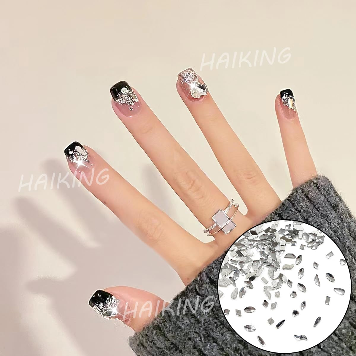 Nail Art Rhinestones Kit, 200 PCS Mini Plastic Clear Flat Back Nail Diamonds for Nail Decoration, DIY Jewel Charms (Various Shapes) image number 5