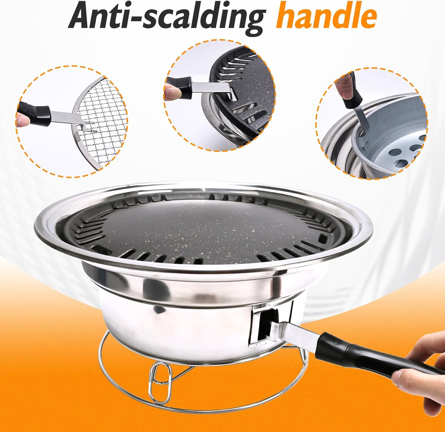 Primst Multifunctional Charcoal Barbecue Grill, Household Korean BBQ Grill, Portable Camping Grill Stove, Tabletop Smoker Grill image number 3