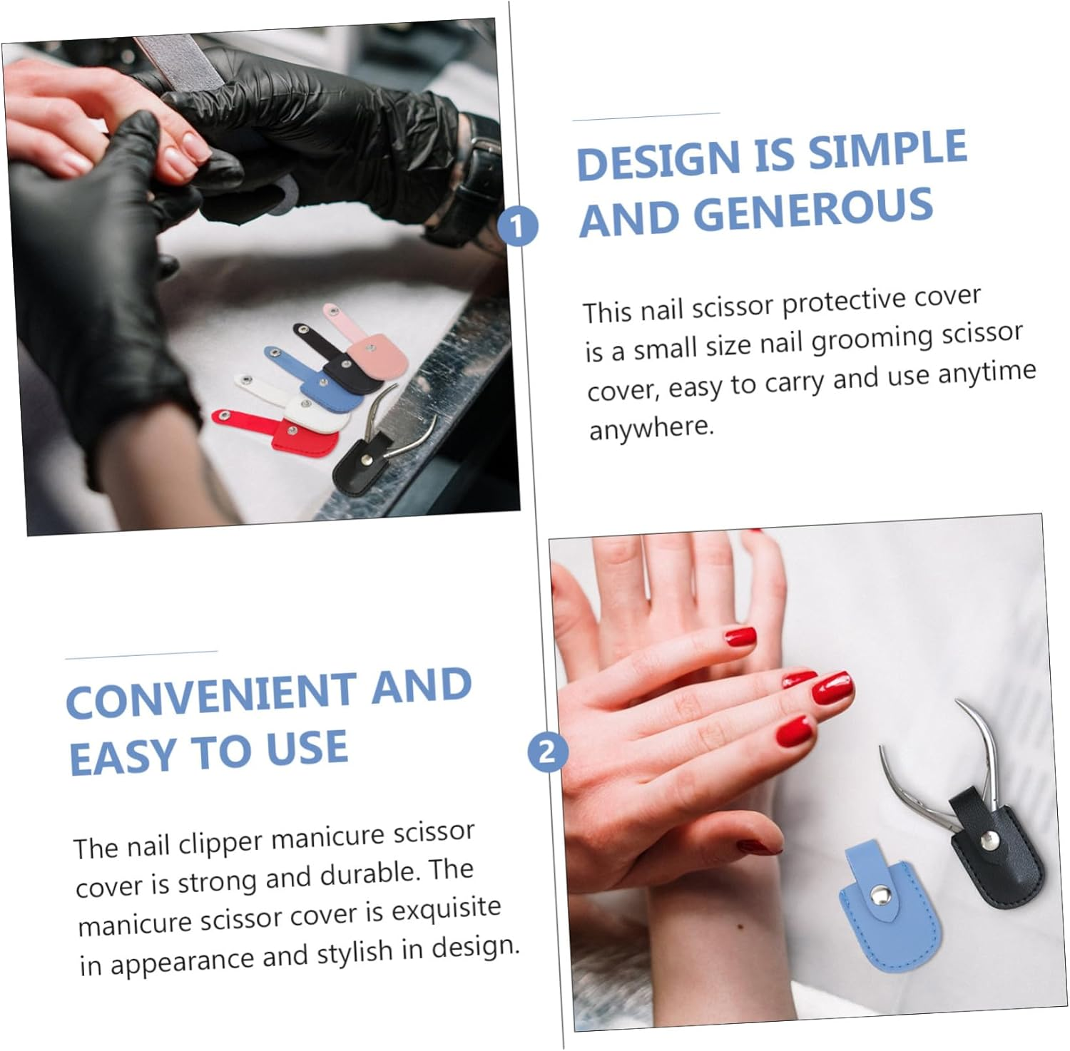 Beaupretty 5Pcs Nail Scissor Covers PU Protective Case Manicure Tool Accessory Cuticle Scissor Sheath Practical Nail Art Supply Safety image number 3