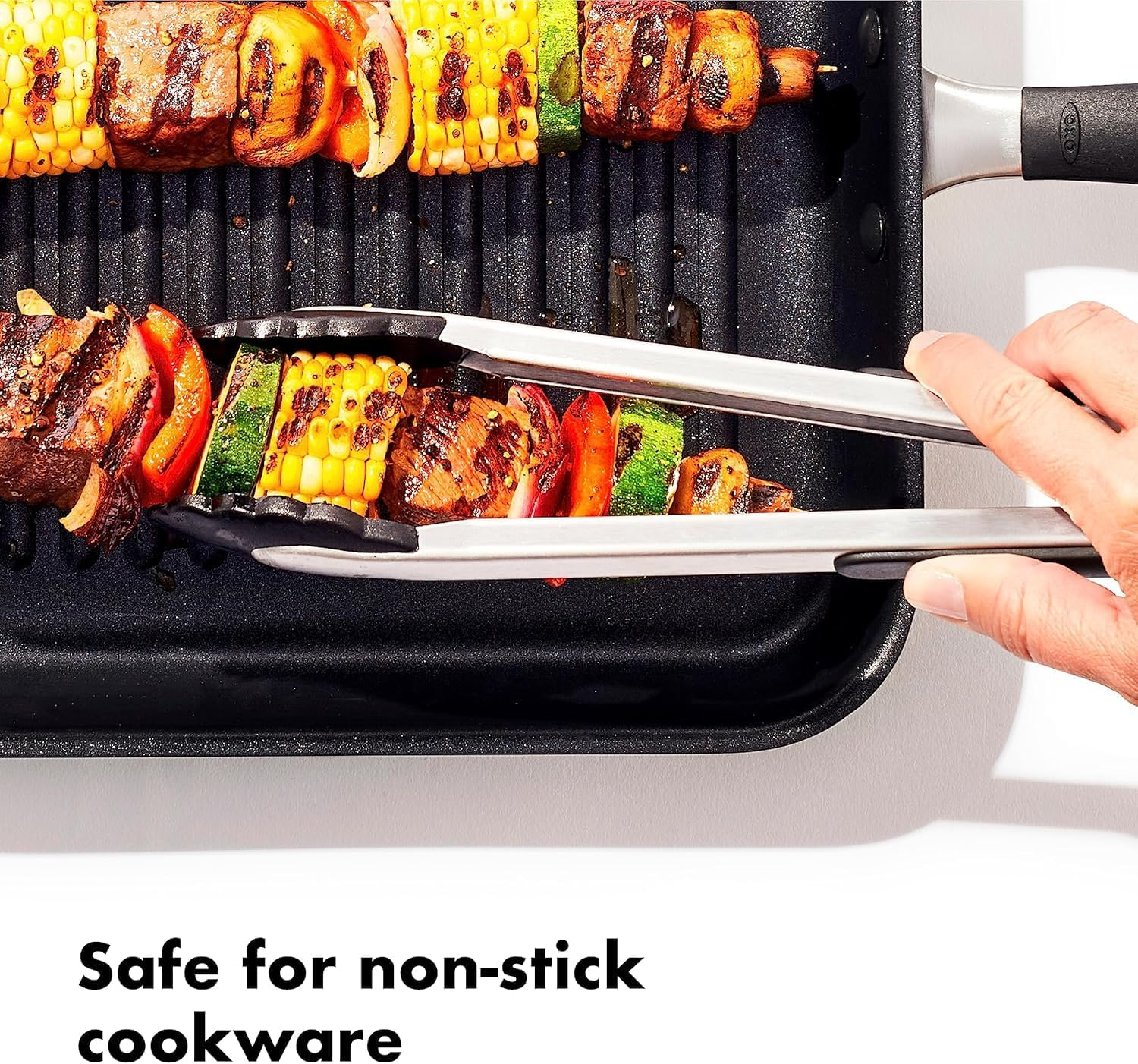 Good Grips 2-Piece Silicone Head Stainless Steel Tong Set, 30.5 Cm & 34.5 Cm (Black, 30.5 Cm & 34.5 Cm) image number 4