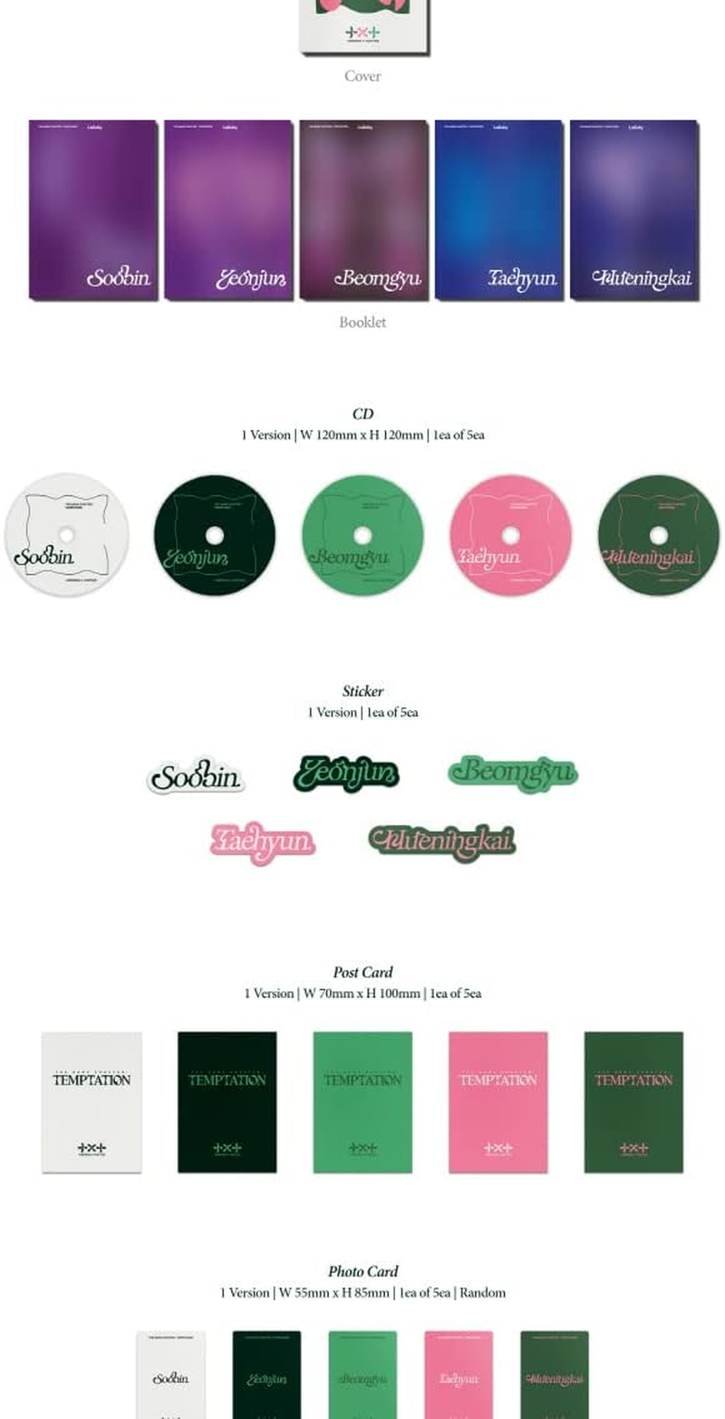 TXT the Name Chapter : TEMPTATION 5Th Mini Album Lullaby Version Cd+1P Mini Poster on Pack+60P Photobook+1Ea Sticker+1P Postcard+1P Photocard+Tracking Sealed TOMORROW X TOGETHER image number 1