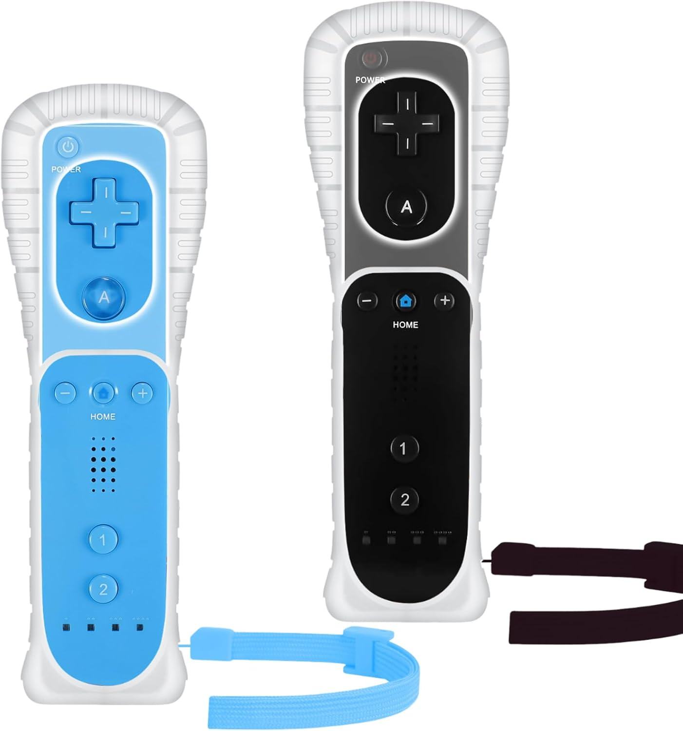 Yosikr Remote Wireless Controller Compatible for Nintendo Wii/Wii U Console - with Silicone Case and Wrist Strap (2 Pack Blue and Black) - Black And Blue image number 5