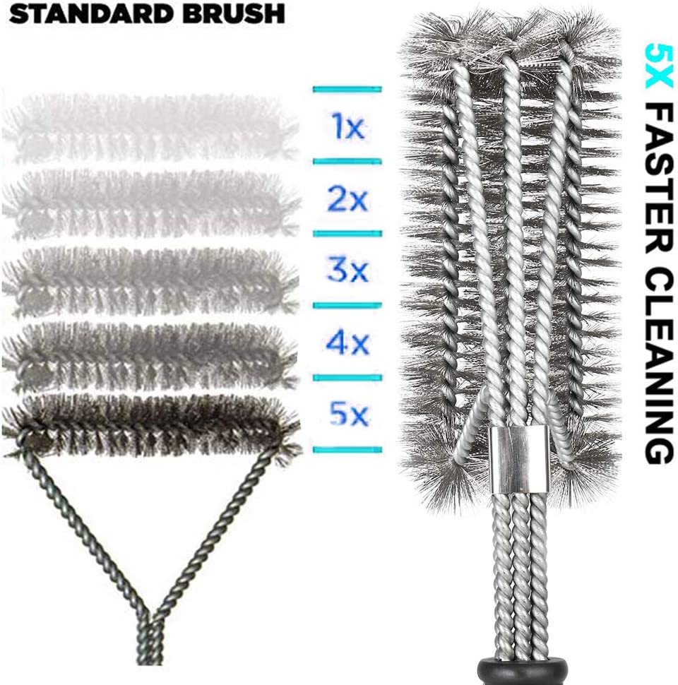 Perfect BBQ Grill Brush, 18" Grill Brush - Stainless Steel Brush W/Wire Bristles 3-In-1 Grill Cleaner Provides Effortless Cleaning, Great Grill Accessories Grill Cooking Grates image number 4