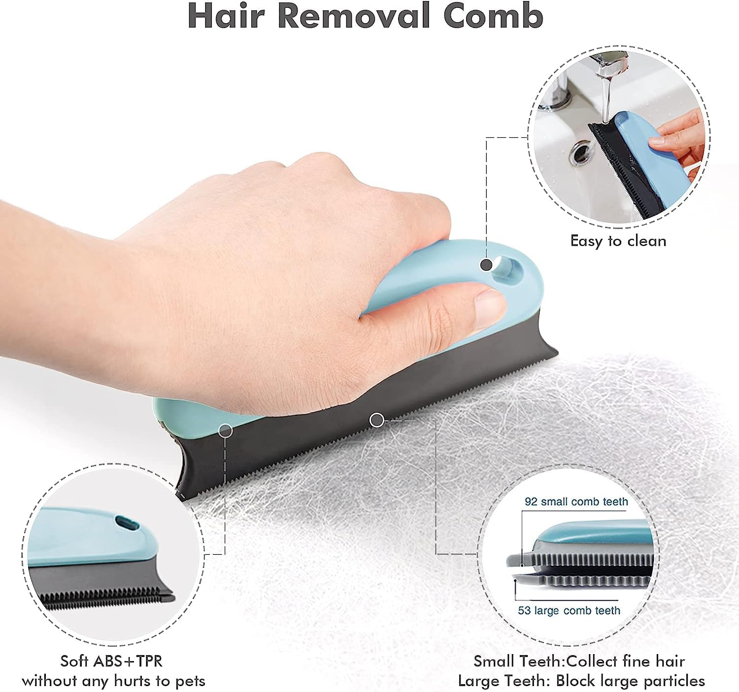 VT- Self-Cleaning Cat Brush for Long or Short Hair - Effective Grooming and Shedding Tool (Blue) image number 5