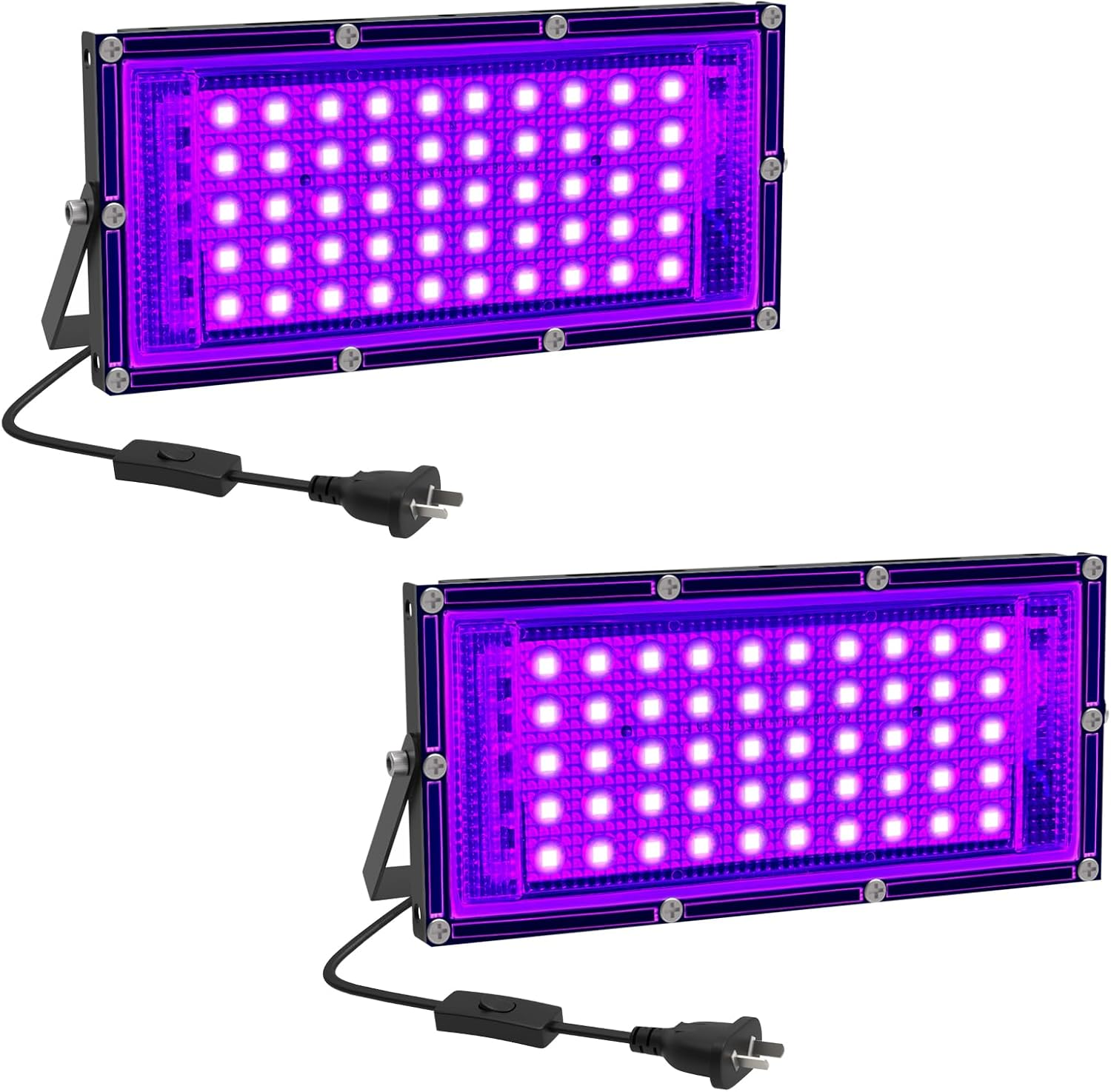 50W LED Black Light 2 Pack, Ultra Bright Blacklight Flood Light for Glow Party, Halloween, Body Paint & UV Decor - Glow in the Dark Effects, Slim Design with On/Off Switch image number 3