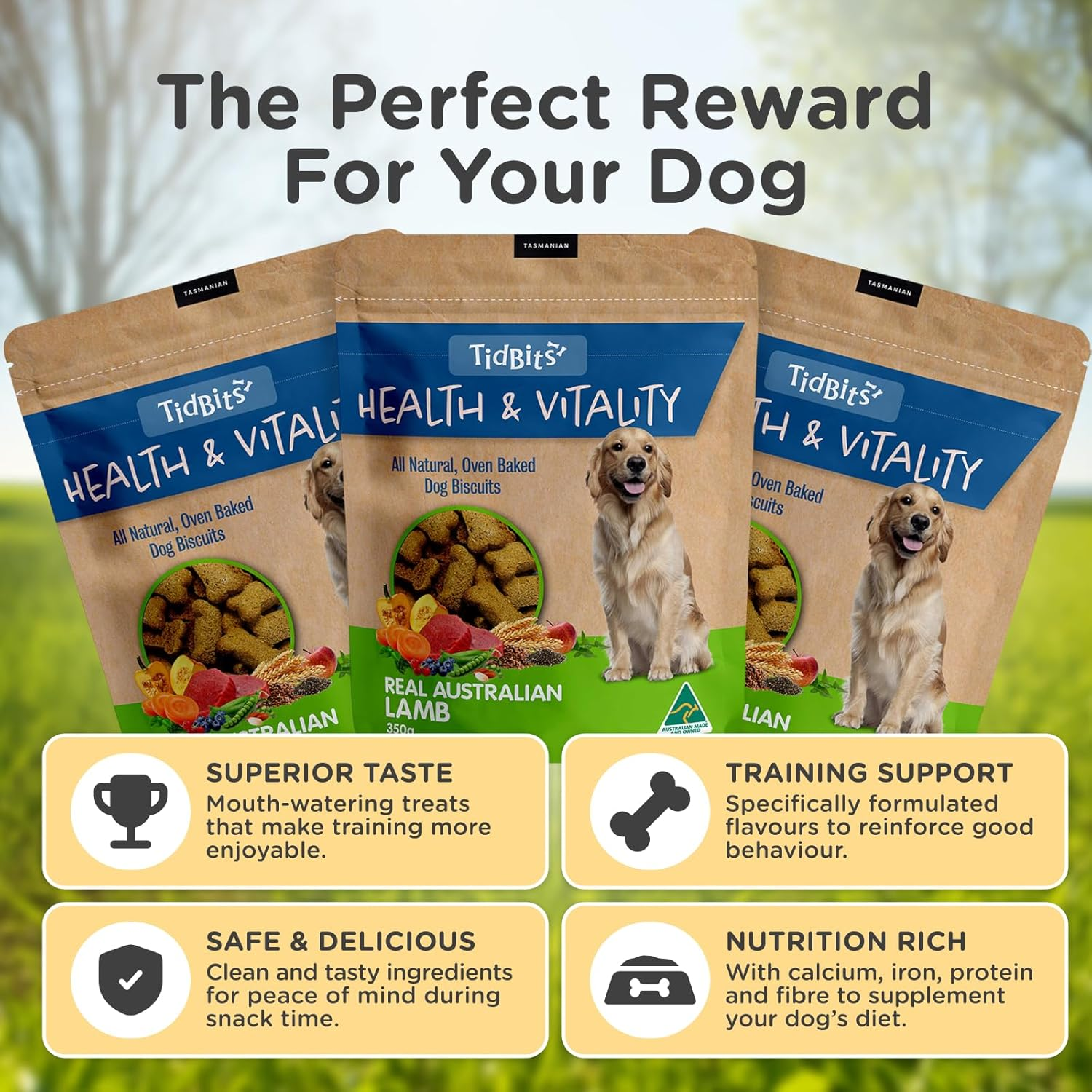 Tidbits Australian Lamb Dog Treats, 350G image number 2