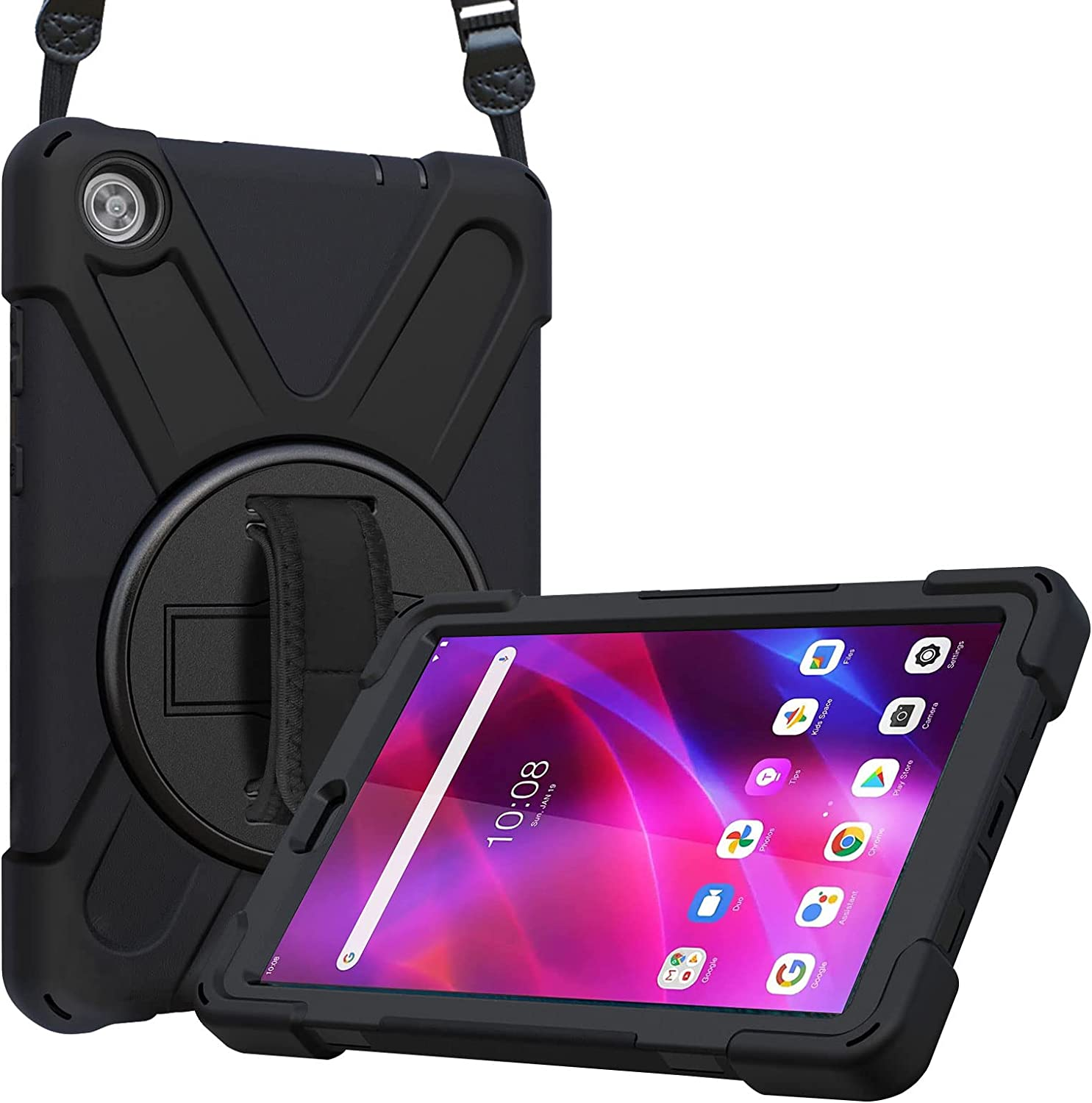 Procase for Lenovo Tab M8 Gen 3 2022 / Smart Tab M8 2022 / HD LTE, Rugged Heavy Duty Shockproof Rotating Kickstand Protective Cover for 8.0 Inch Tablet - Black image number 6