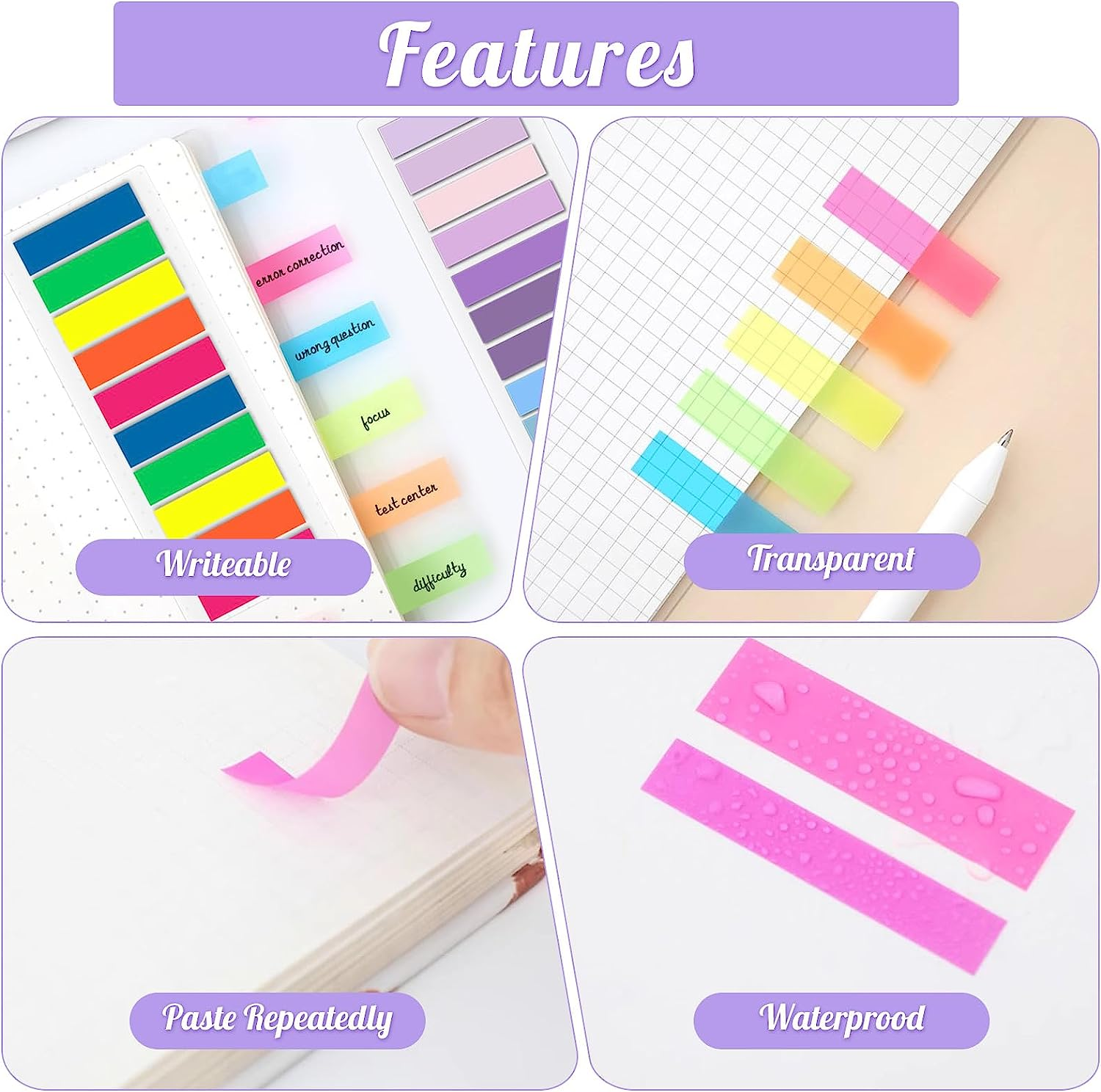 Simpeak 2220Pcs Index Tabs Flags, Morandi Sticky Note Tabs Colored Writable and Repositionable Book Flags Tabs, Mini Memo Flag Tabs, Page Markers Sticky Notes for Annotating Books, Folders, Monitors image number 1