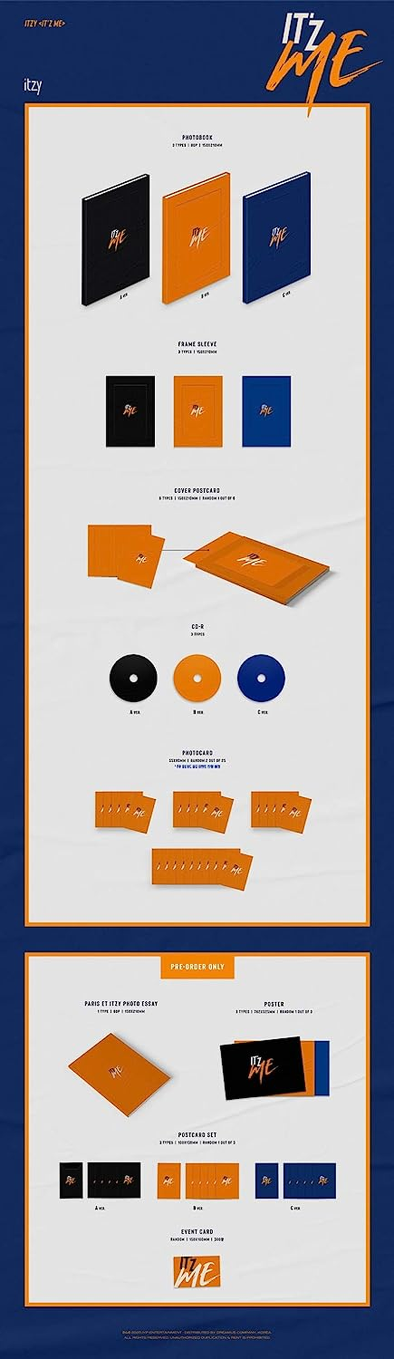 ITZY 'It'Z Me' 2Nd Mini Album a Version Cd+80P Photobook+1P Cover Postcard+2P Photocard+Message Photocard Set+Tracking Kpop Sealed image number 3