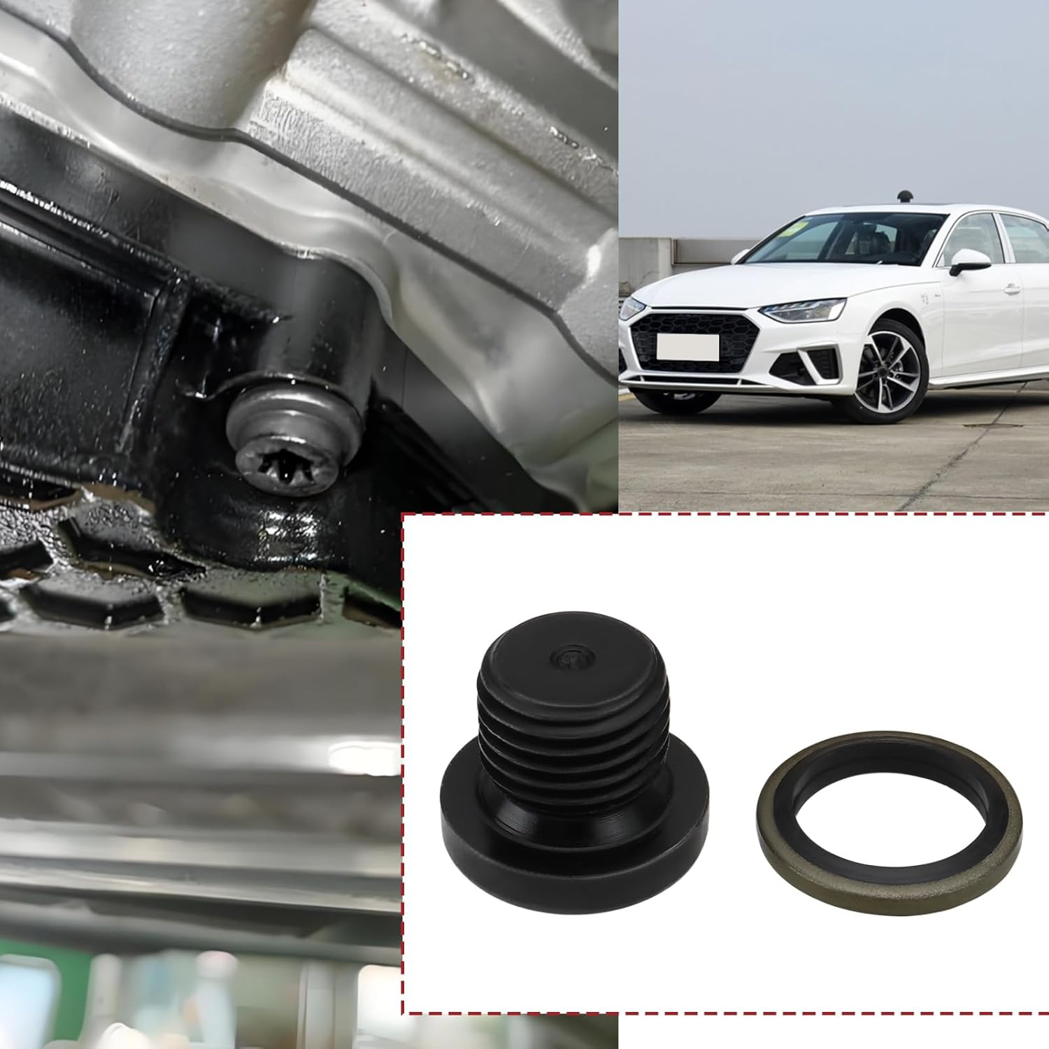 5Pcs Black Car Sump Oil Drain Plug M14 X 1.5Mm N 016 027 6 N 016 027 6 S Compatible with VW Compatible with Porsche with Sealing Ring image number 5