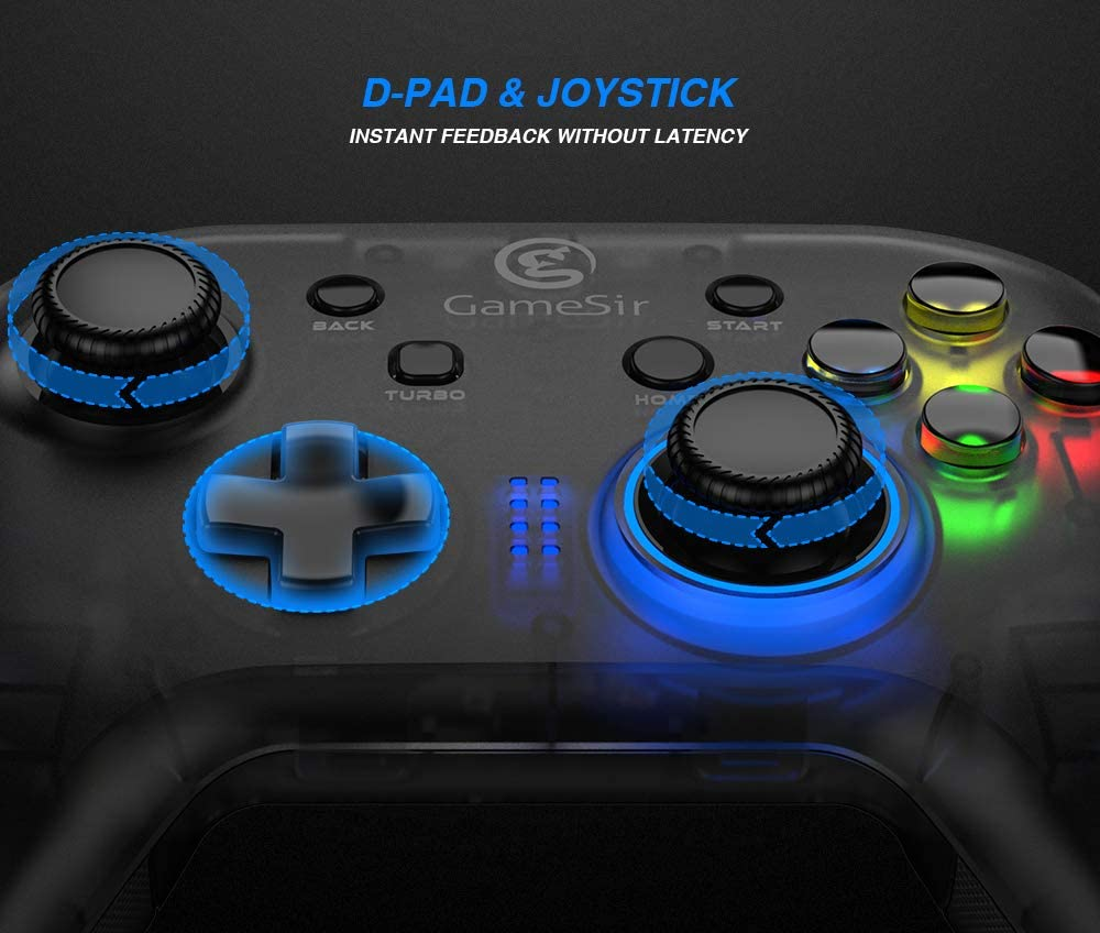 Gamesir T4W PC Controller Wired Game Controller for Windows 10/8.1/8/7 Dual Shock Game Gamepad, USB Gamepad with LED Backlight Joystick Vibration Feedback, Semi-Transparent Design image number 5